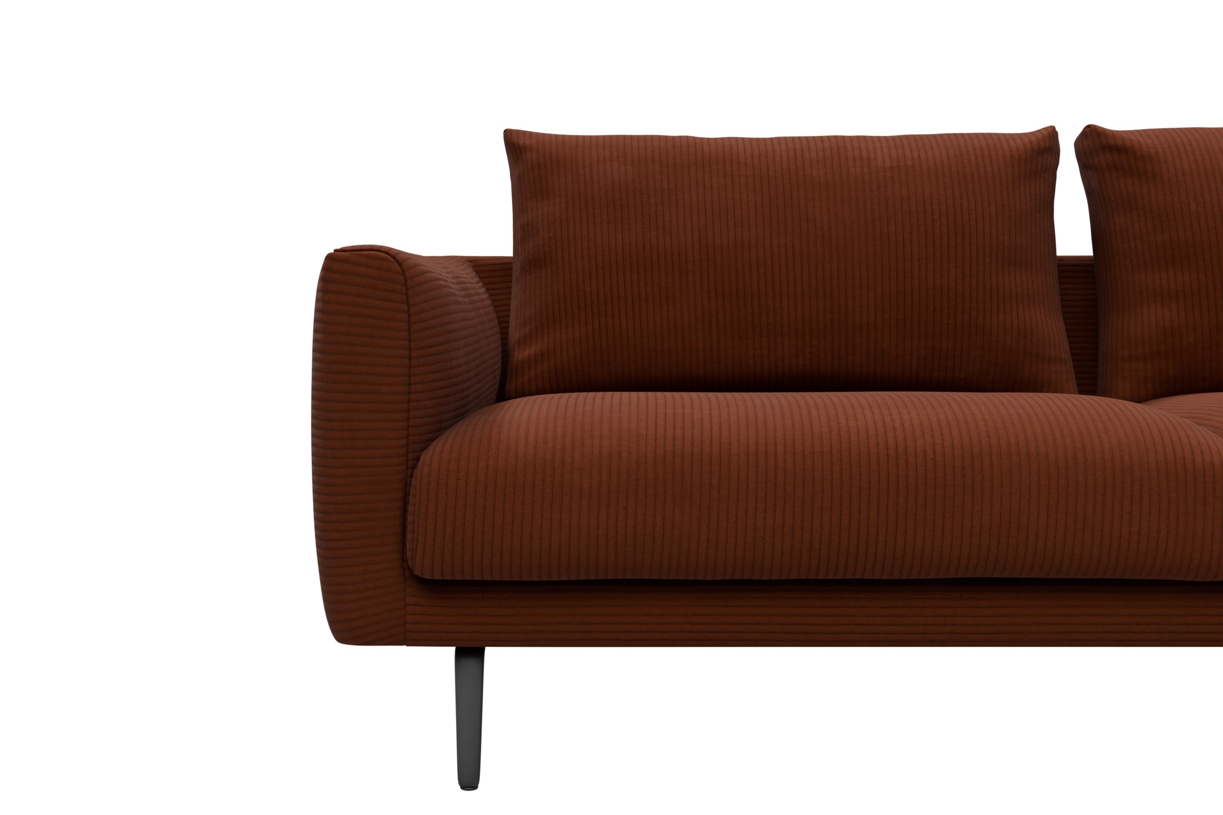 Ecksofa Karl Relax-Ecke rechts mit 2,5-Sitzer Corduroy-Burnt-Orange