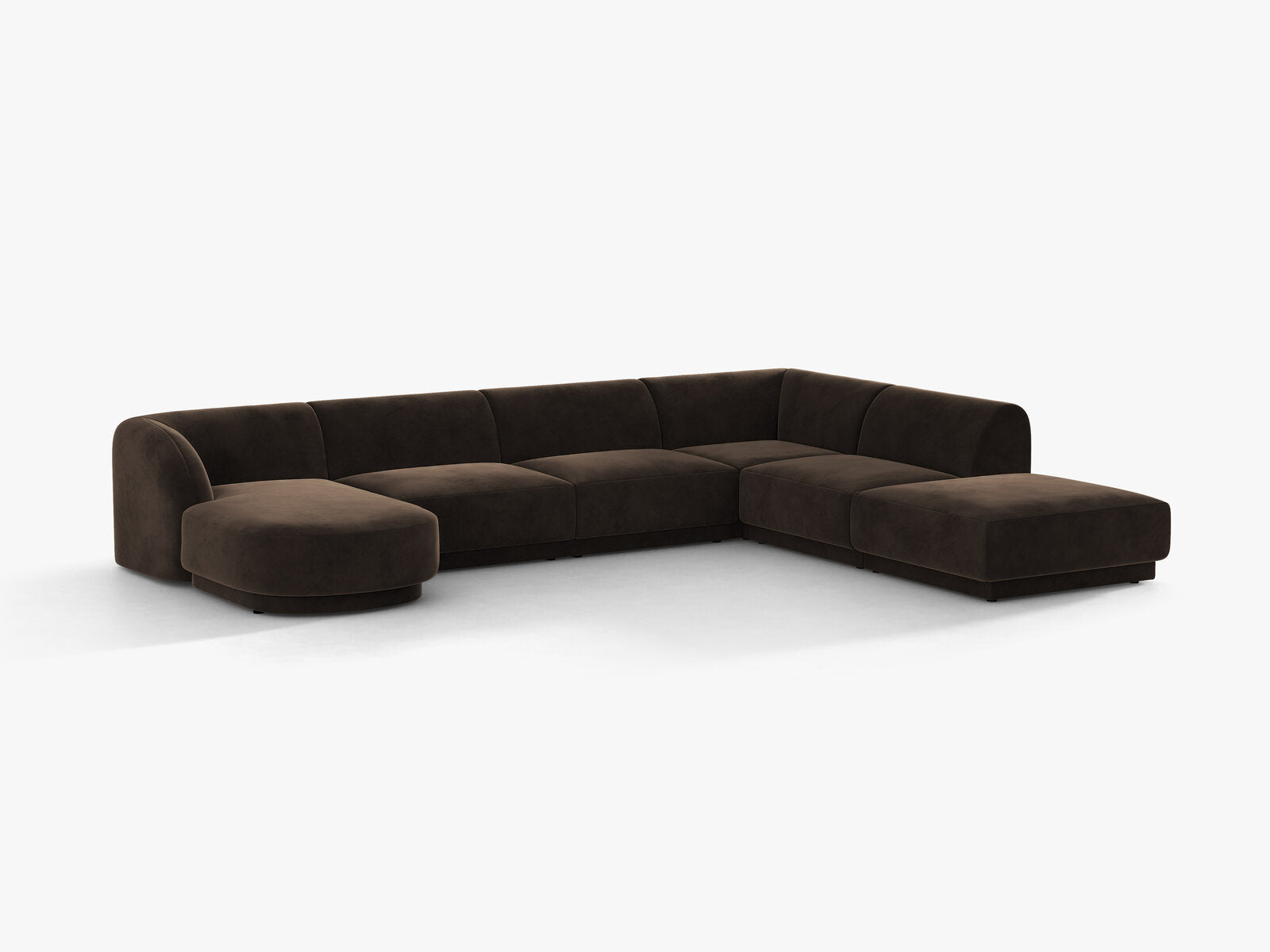 Micadoni Panorama-Ecksofa Miley 6-Sitzer Rechts Samt Bluvel Dunkelbraun