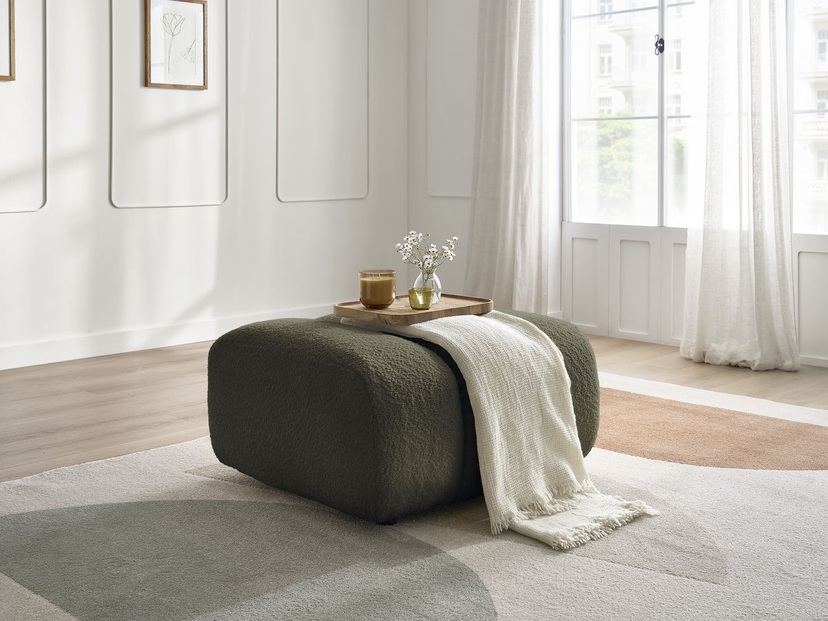 Bobochic Talia Pouf Bouclé-Stoff Grün