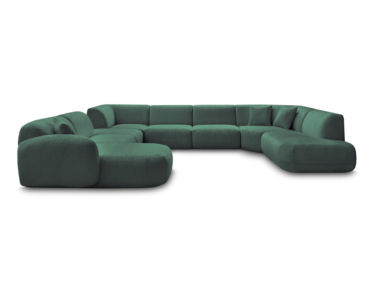 Bobochic Anda Wohnlandschaft mit Pouf 396 × 357 cm Chenille Dunkelgrün Ecke links