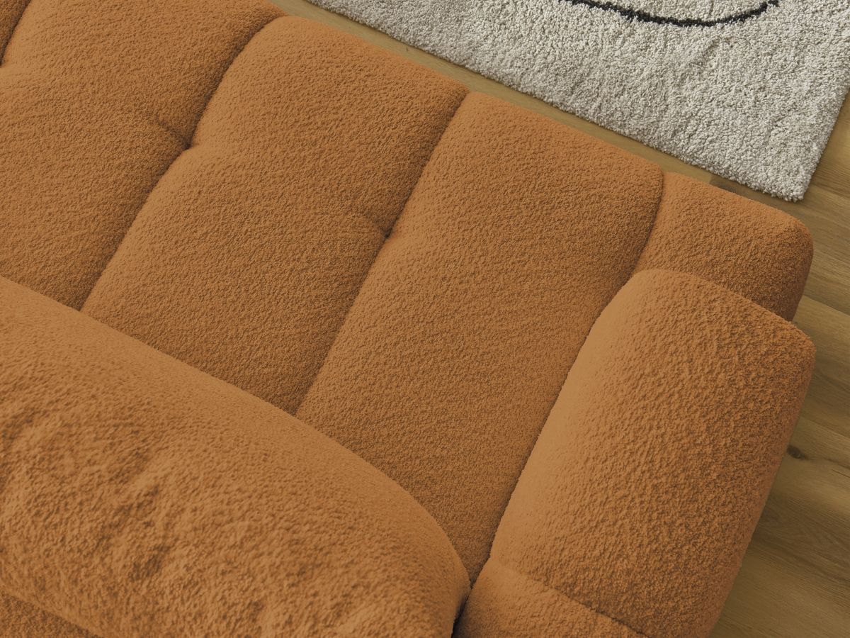 Bobochic Fuji Ecksofa mit Schlaffunktion und Bettkasten 292 × 160 cm Bouclé-Stoff Gelb Ecke rechts