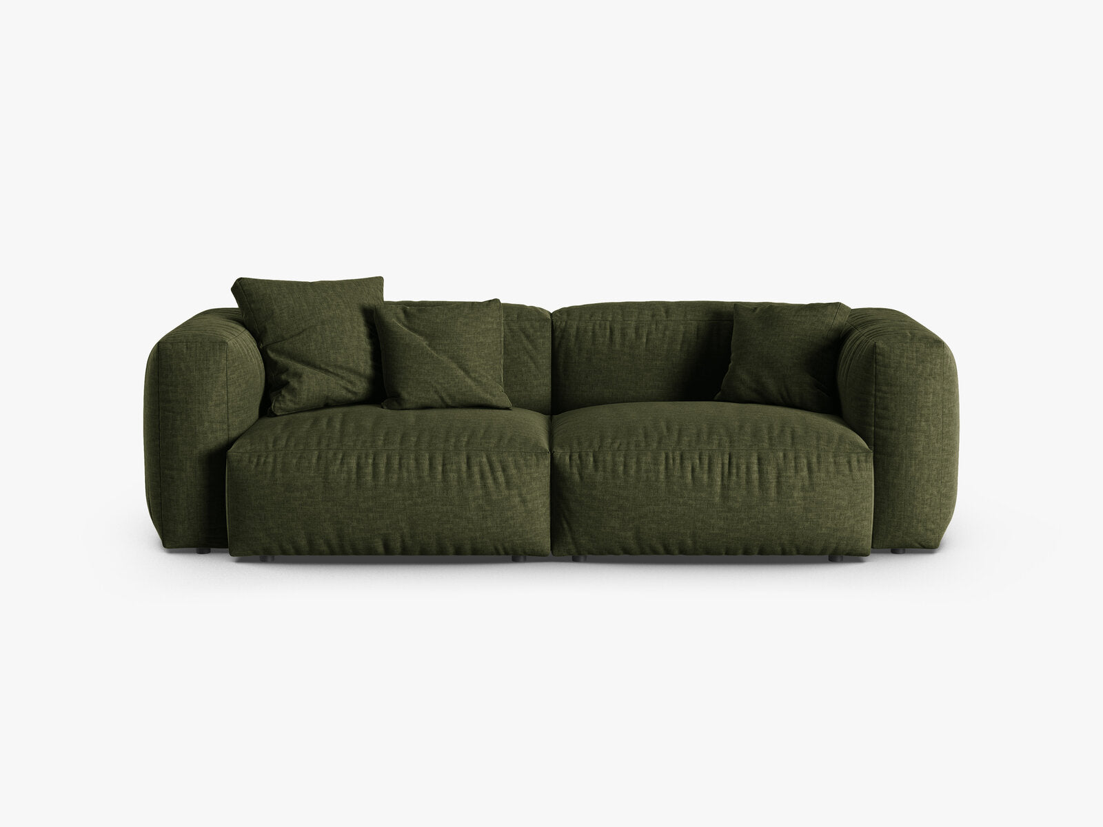 Micadoni Sofa Martina 3-Sitzer 90cm Sitztiefe Strukturierter Stoff Boston Grün