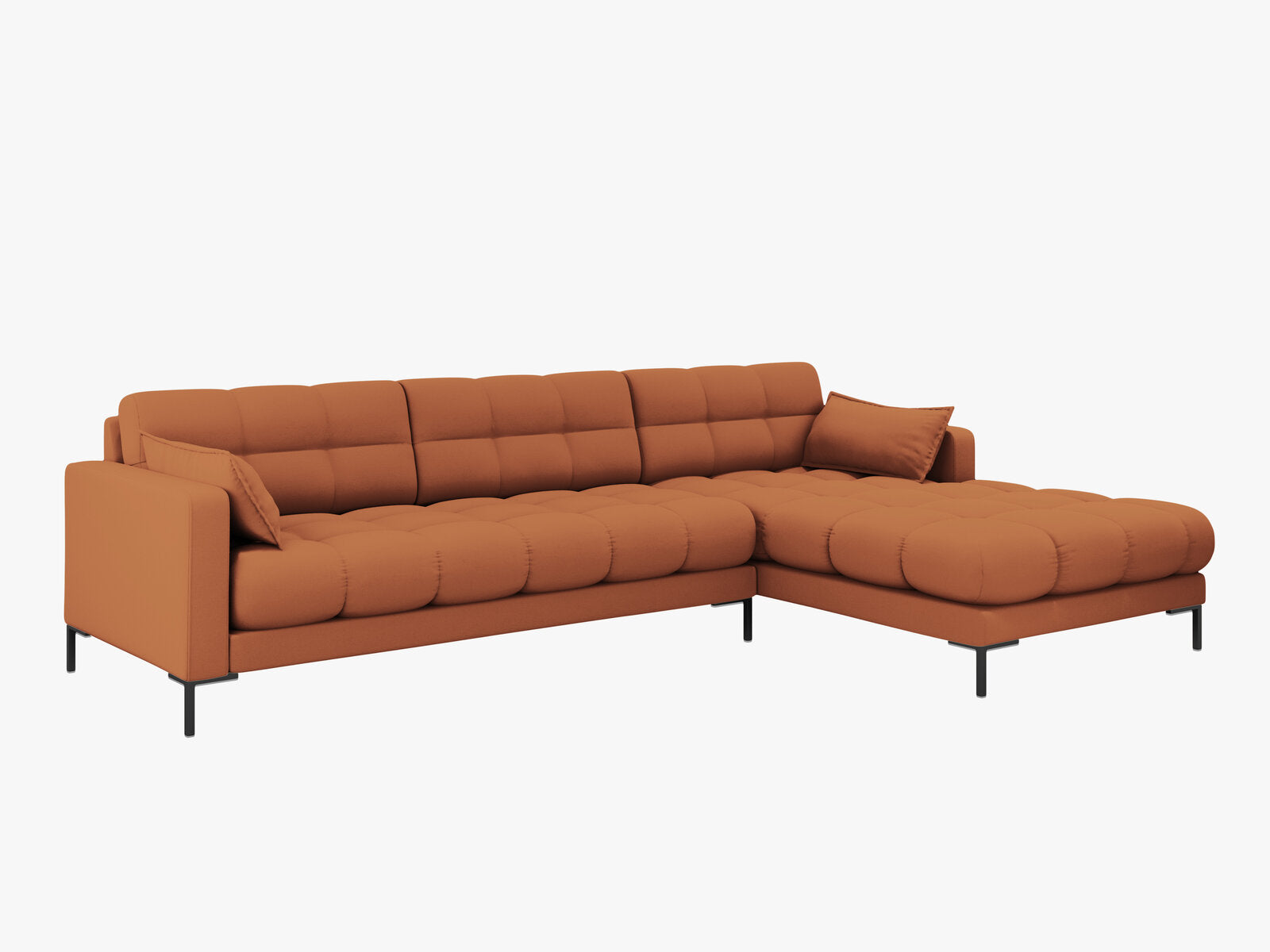 Micadoni Ecksofa Mamaia 5-Sitzer Rechts Strukturierter Stoff Neve Ziegel schwarze Beine