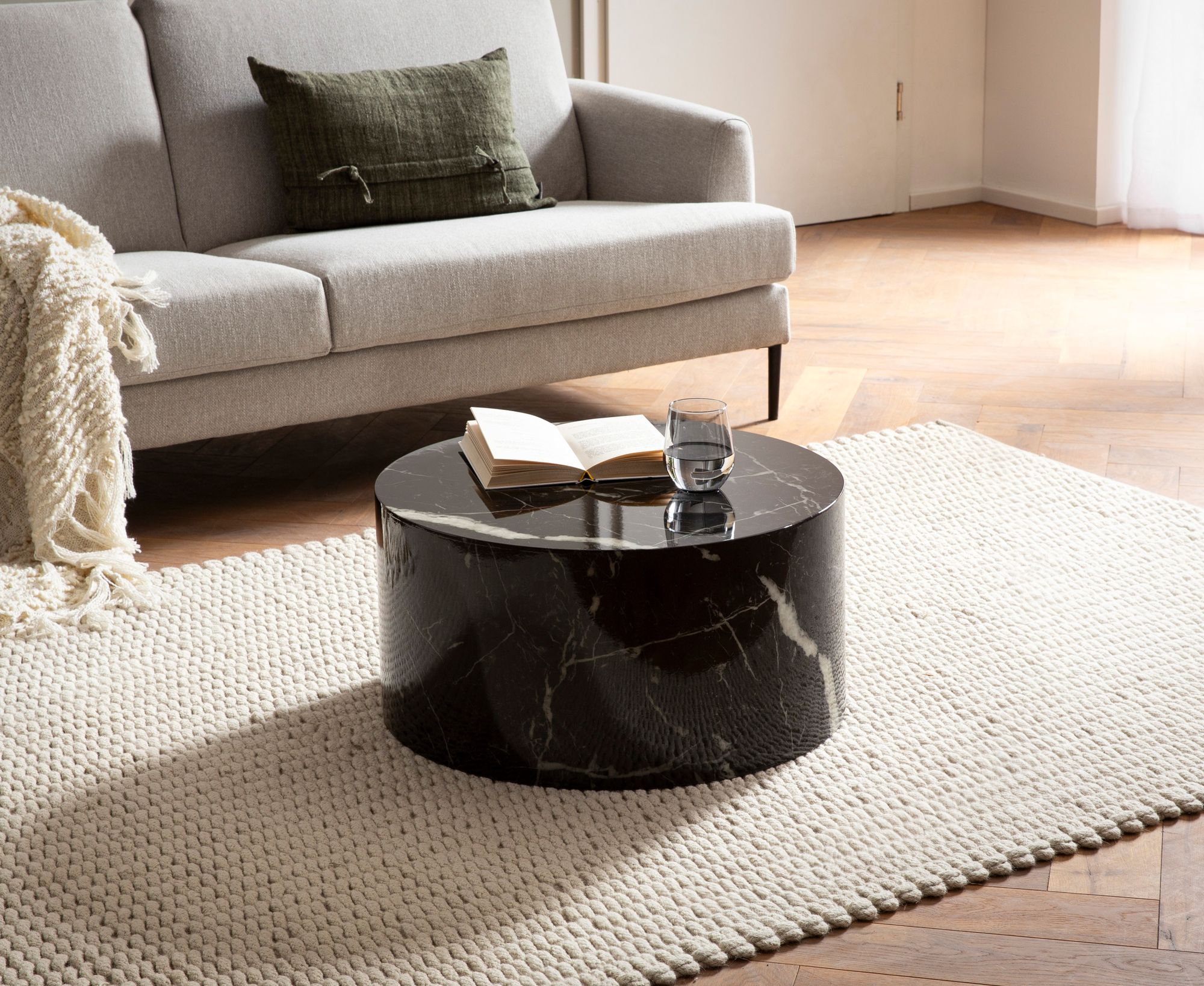 Couchtisch Alsen Marmoroptik Schwarz Ø 60 × H 30 cm