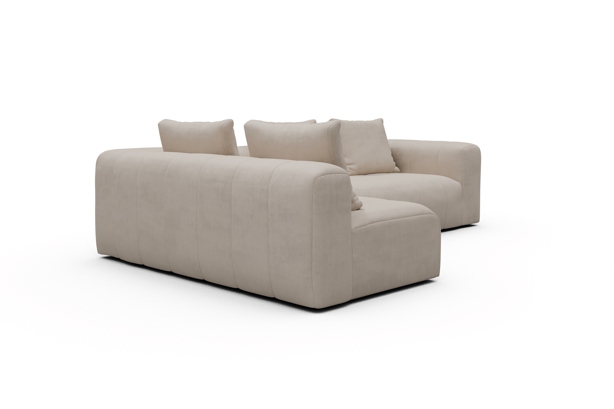 Ecksofa Hugo 2x 2,5-Sitzer Armlehne rechts Cordufine-Off-White