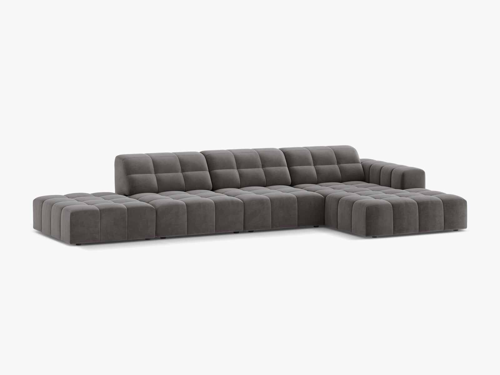 Micadoni Ecksofa Jennifer 5-Sitzer Rechts Samt Bluvel Hellgrau