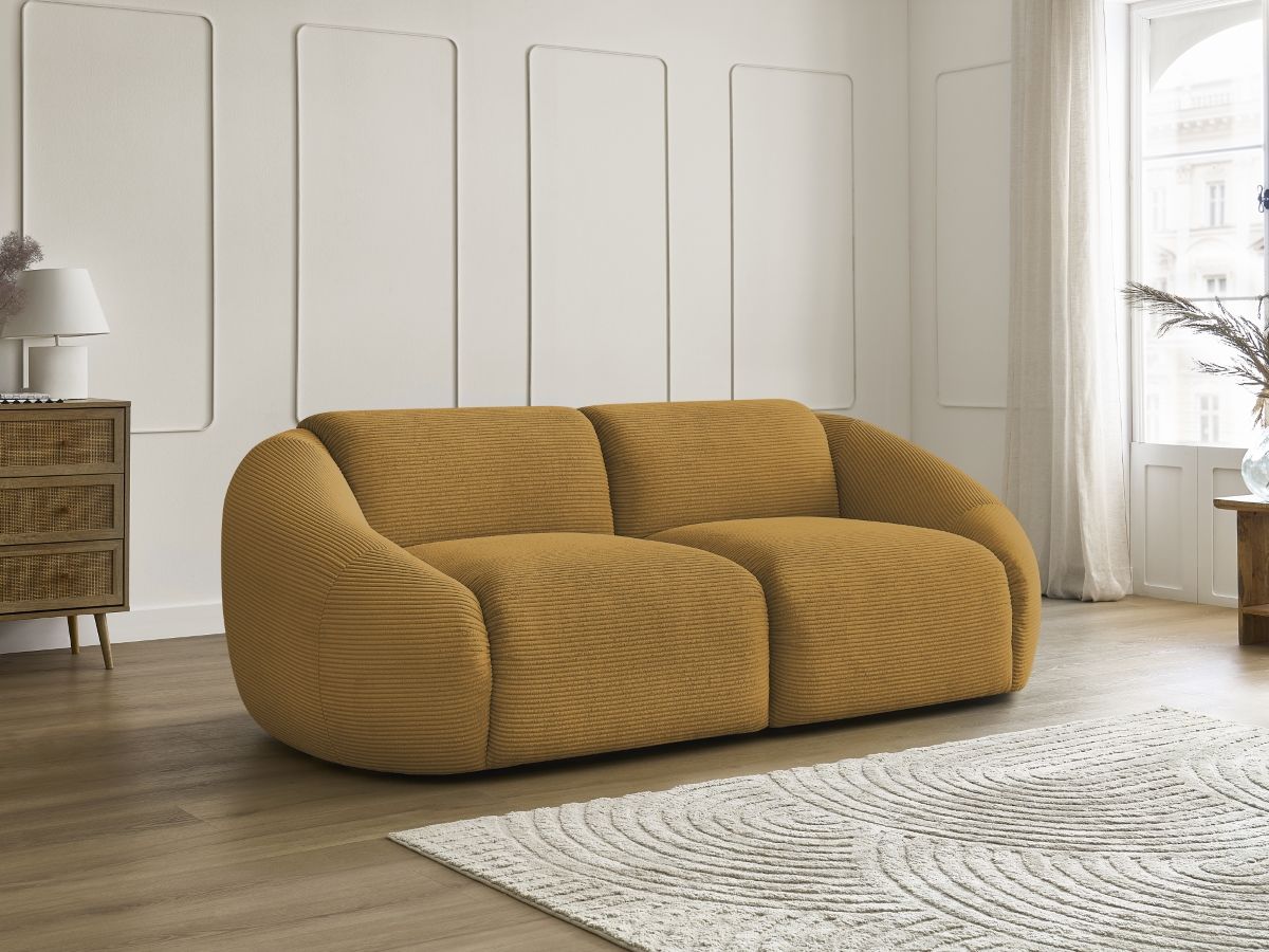 Bobochic Tina Sofa 2-Sitzer Cordsamt Gelb