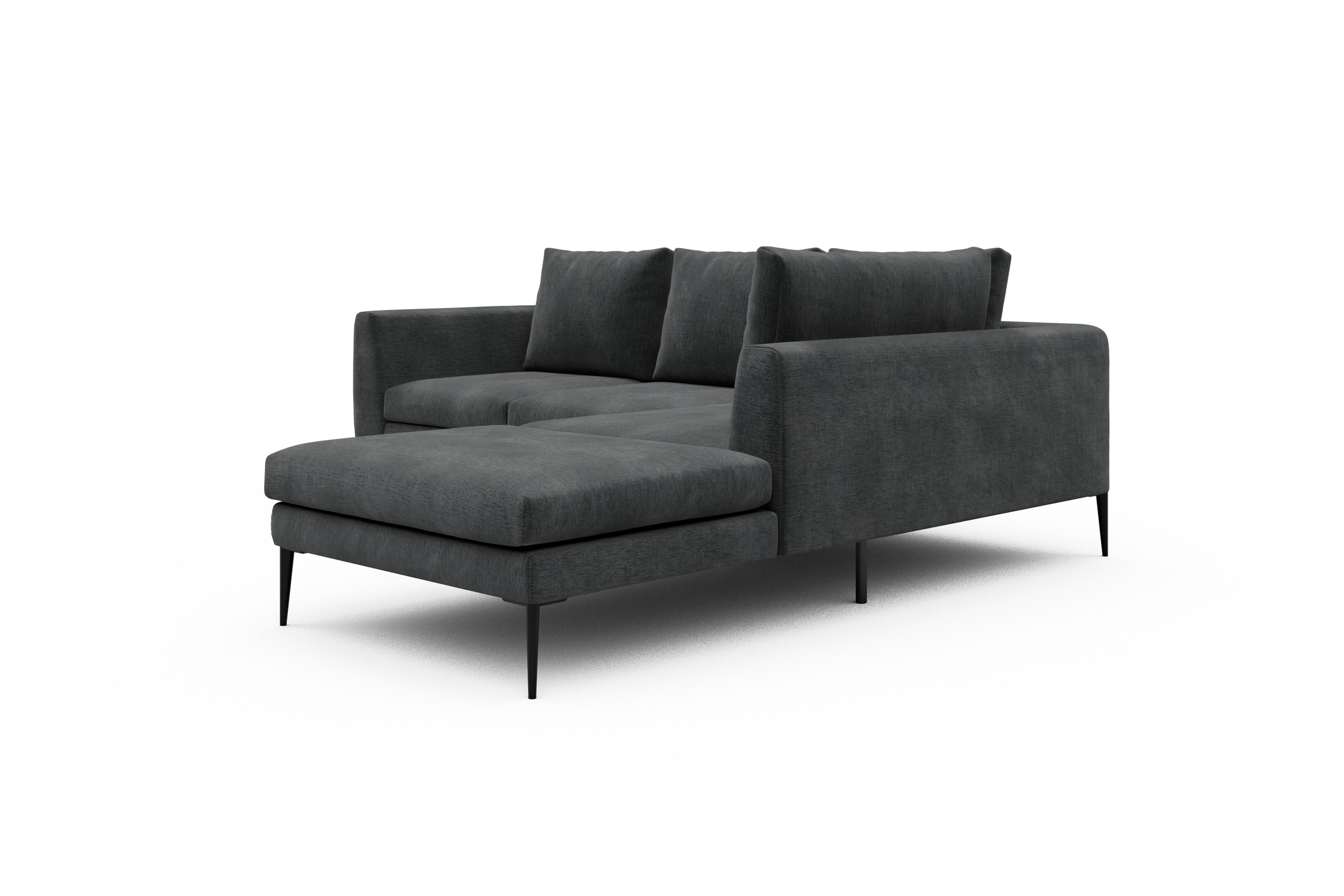Ecksofa Paul Relax-Ecke rechts mit 2-Sitzer Smooth-Deep-Warm-Grey