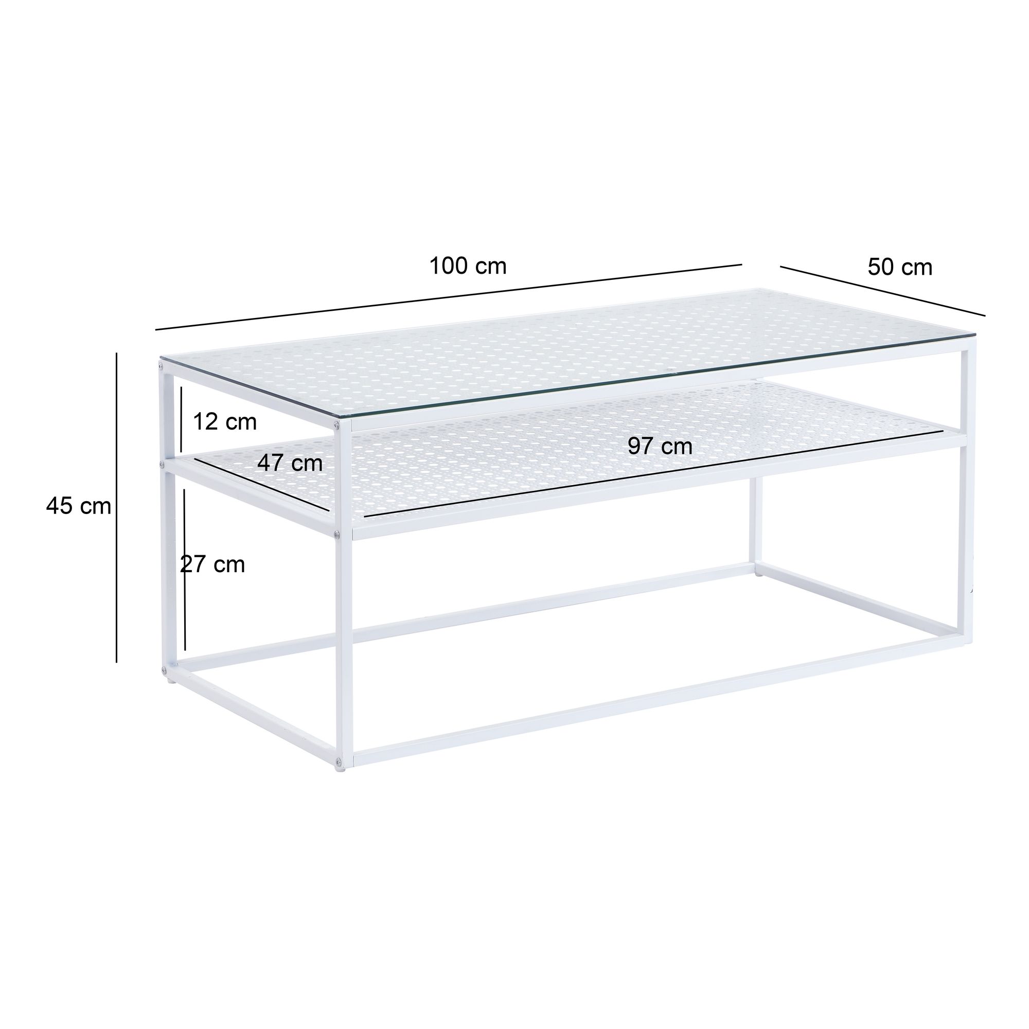 Couchtisch Jondal Glas Weiß 100 × 50 × 45 cm
