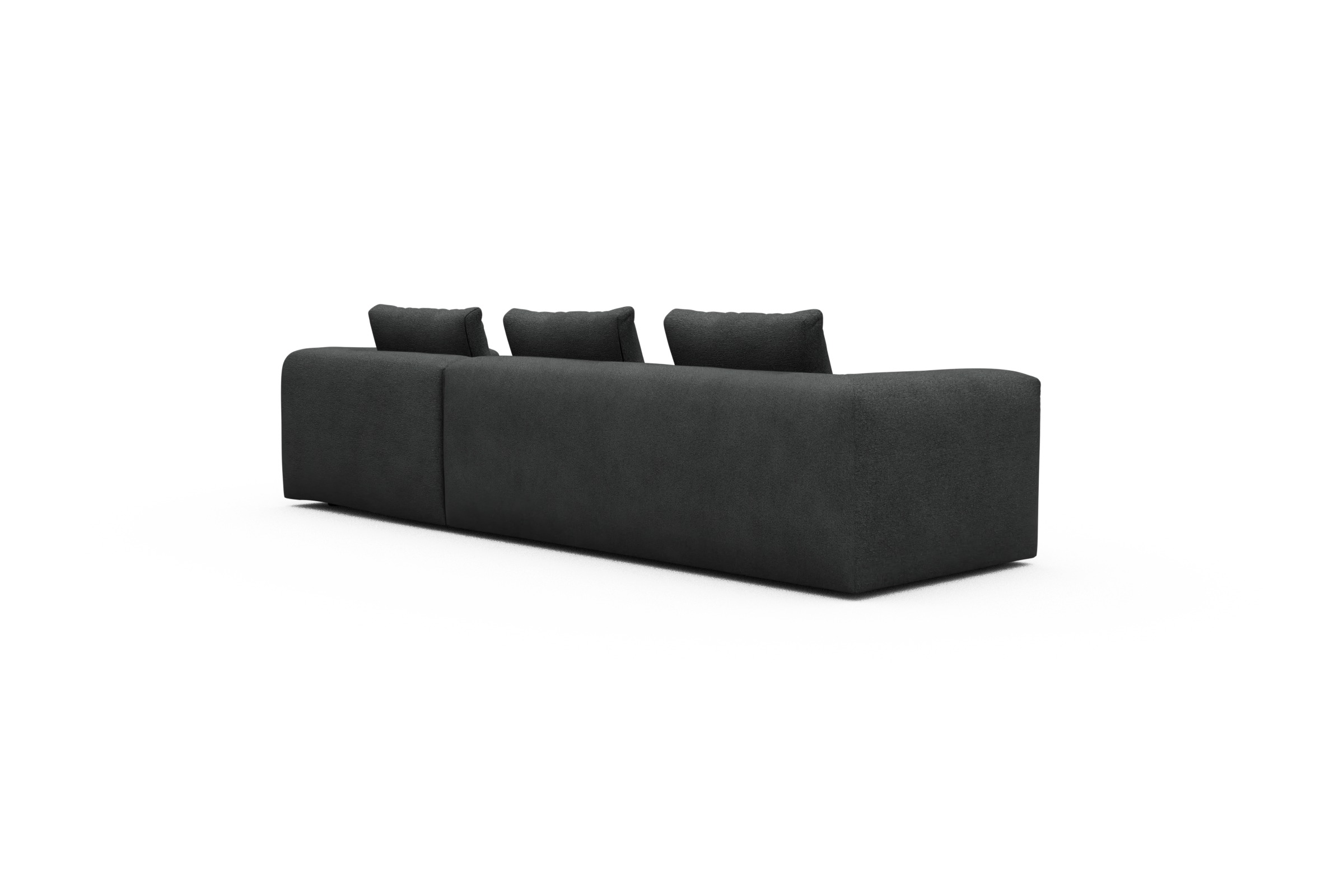 Ecksofa Fred Chaiselongue rechts mit 2,5-Sitzer Boucle-Charcoal