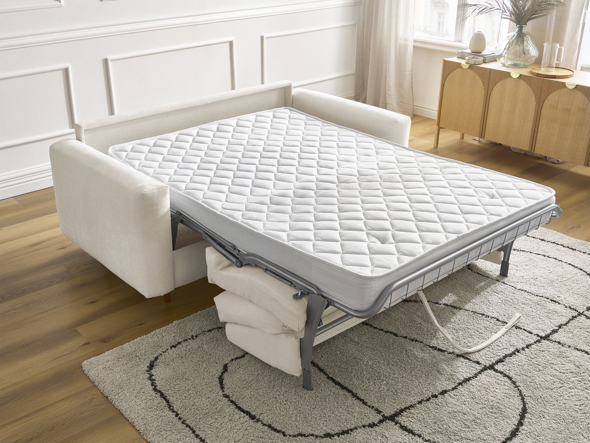 Bobochic Cocoone Schlafsofa 3-Sitzer Stoff Beige, Liegefläche 140 × 200 cm