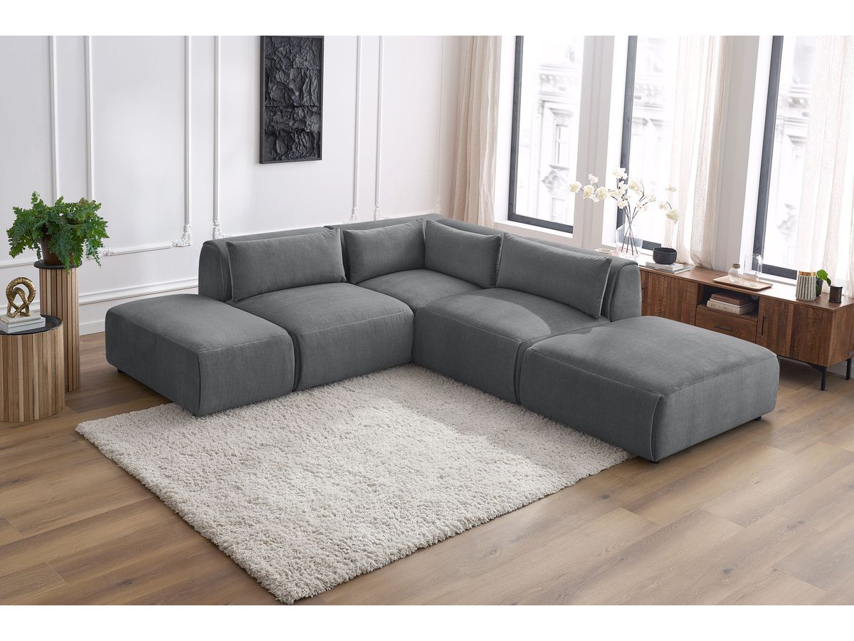Bobochic Jeanne Ecksofa 271 × 300 cm Samt Dunkelgrau