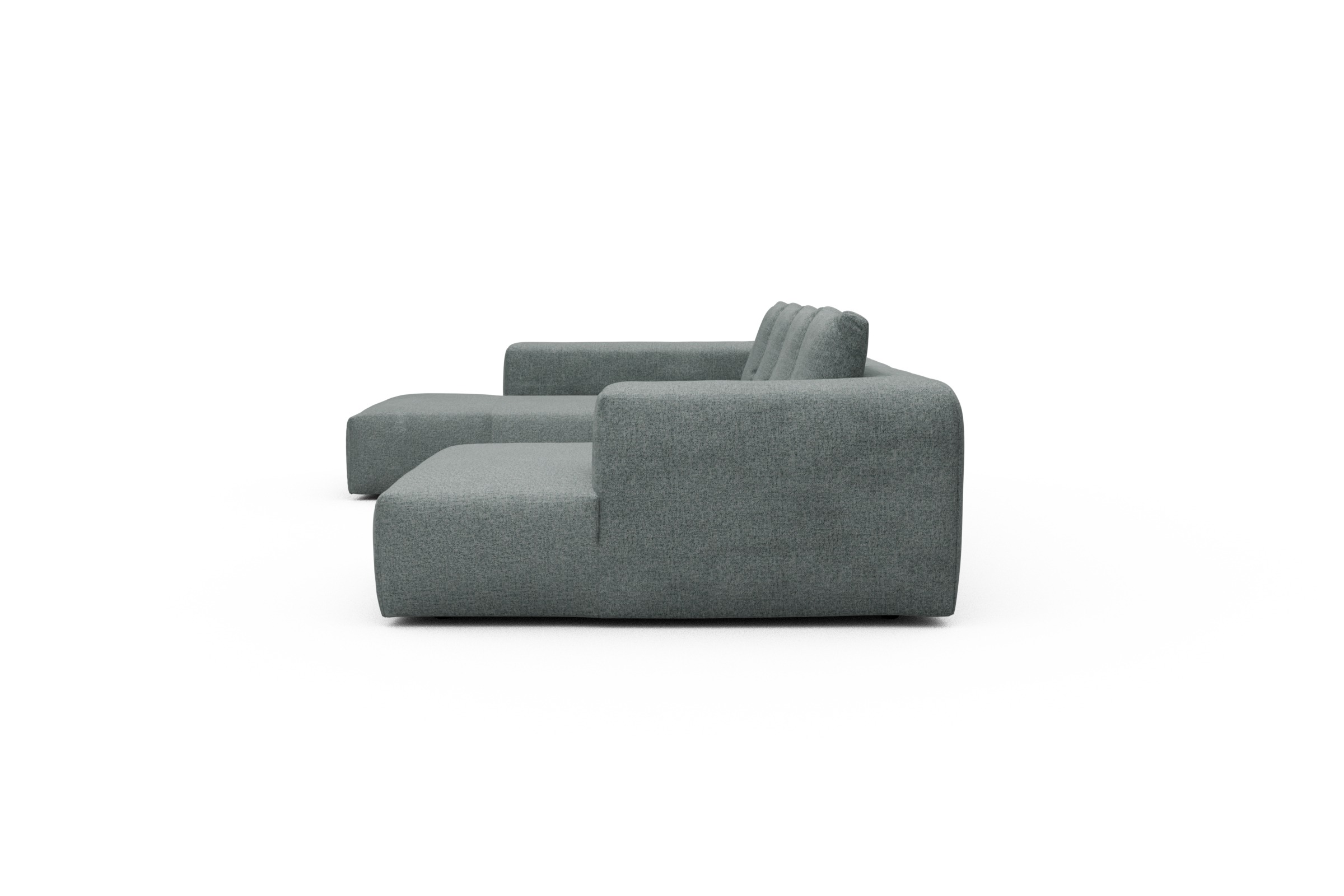 Wohnlandschaft Fred Relax-Ecke links mit 2-Sitzer und Chaiselongue rechts Casone-Light-Mixed-Green
