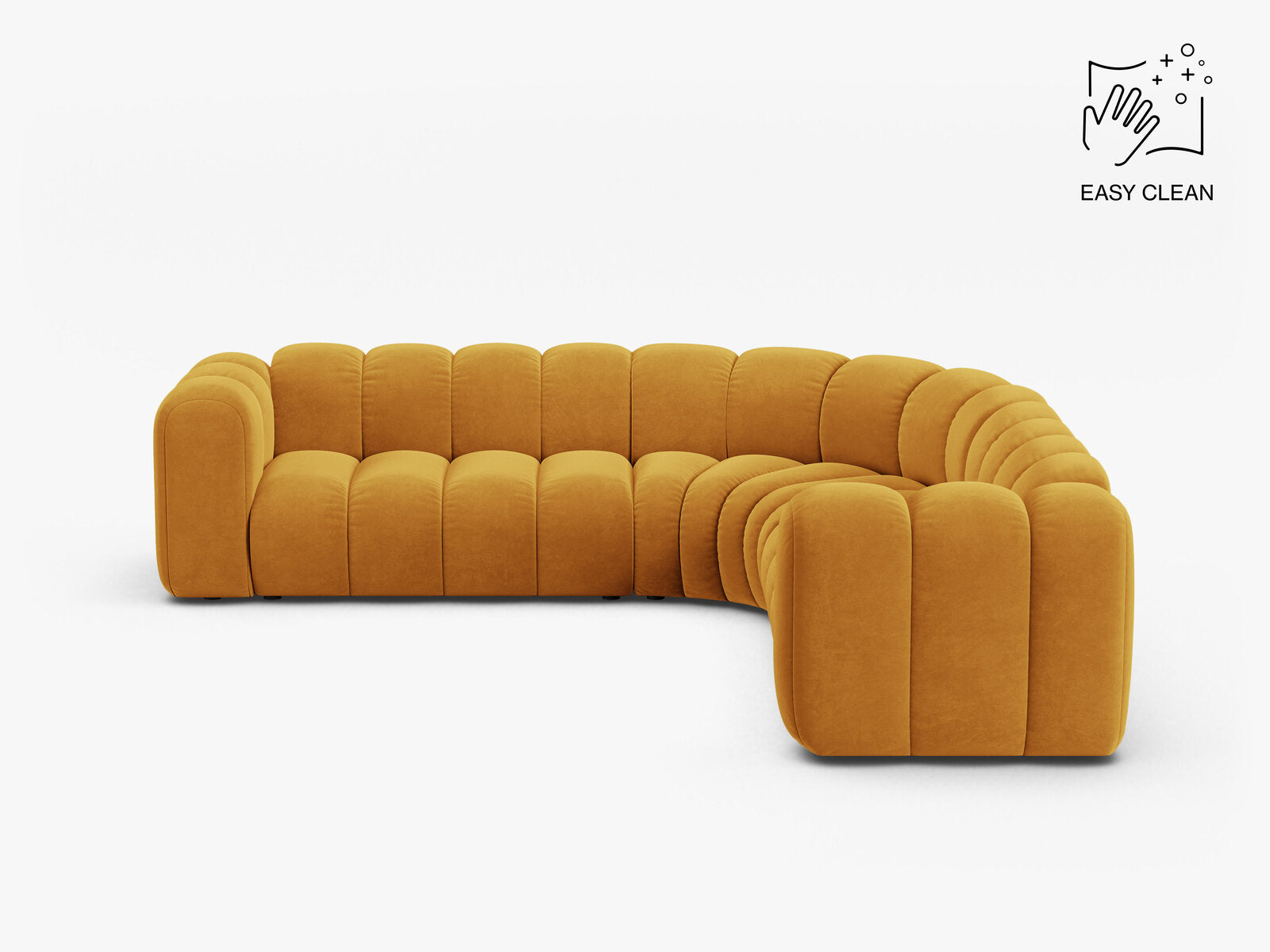 Micadoni symmetrisches Ecksofa Lupine 5-Sitzer mittelgroß Samt Venus Gelb