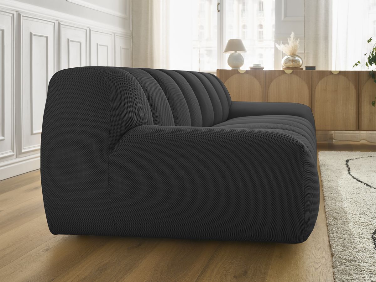 Bobochic Hayden Sofa 3-Sitzer Mesh-Stoff Schwarz