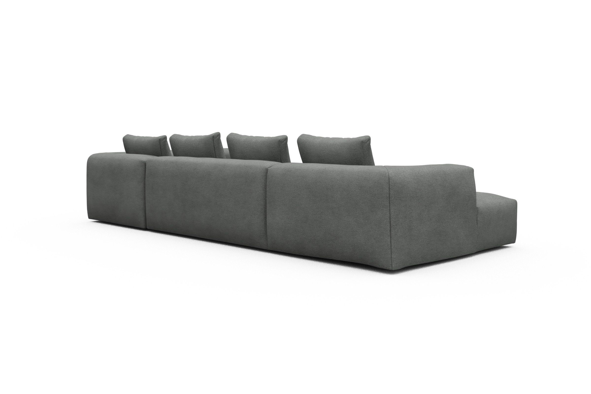 Wohnlandschaft Fred Chaiselongue links mit 2-Sitzer und lange Armlehne rechts Boucle-Ash-Grey