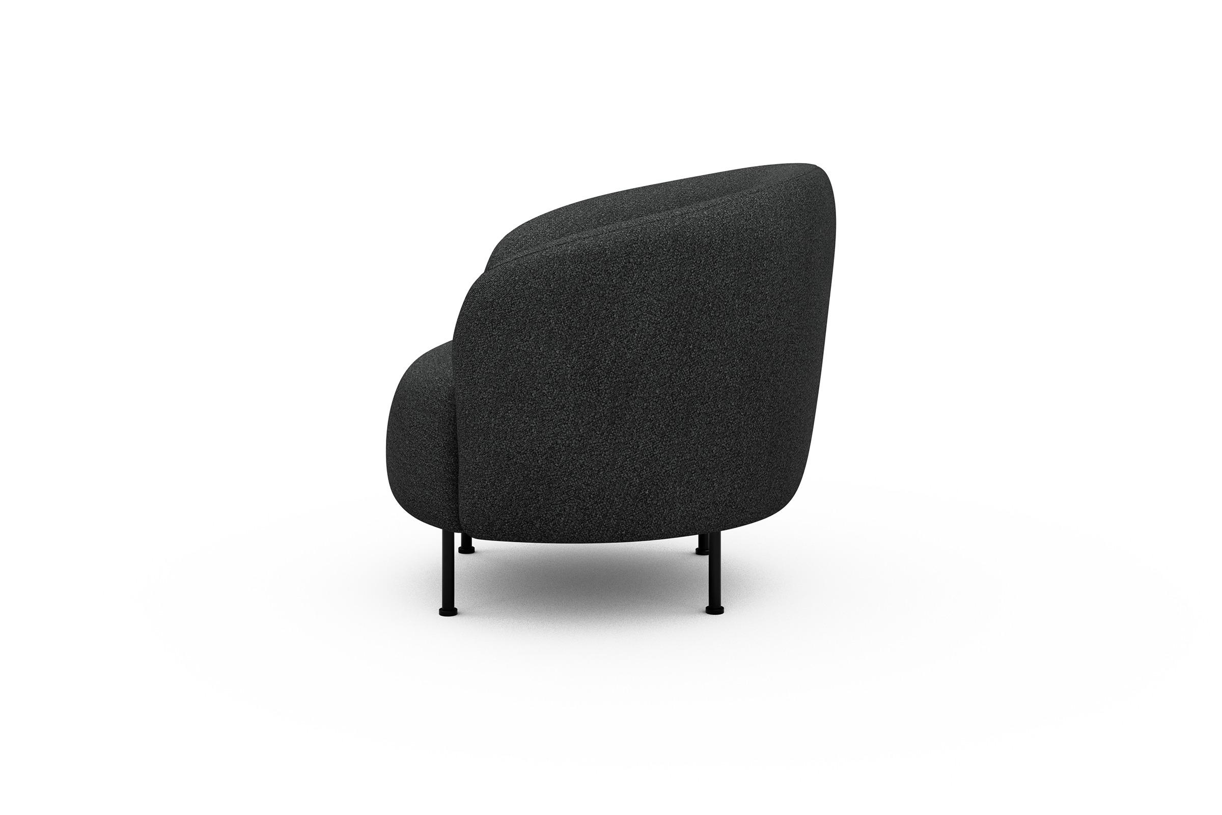 Sessel Ronda Metallbeine Schwarz Boucle-Charcoal