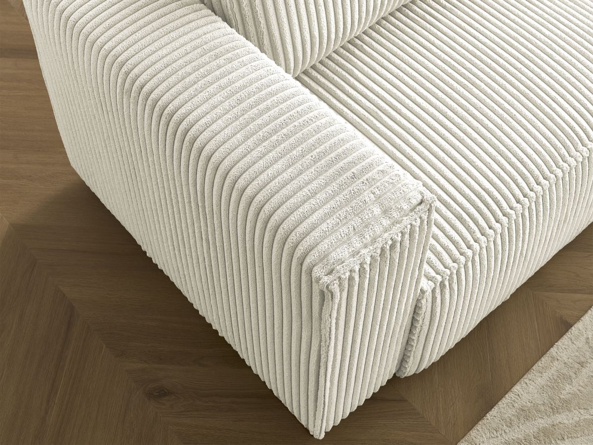 Bobochic Chelsea Schlafsofa 3-Sitzer mit Bettkasten Breitcord weich Beige