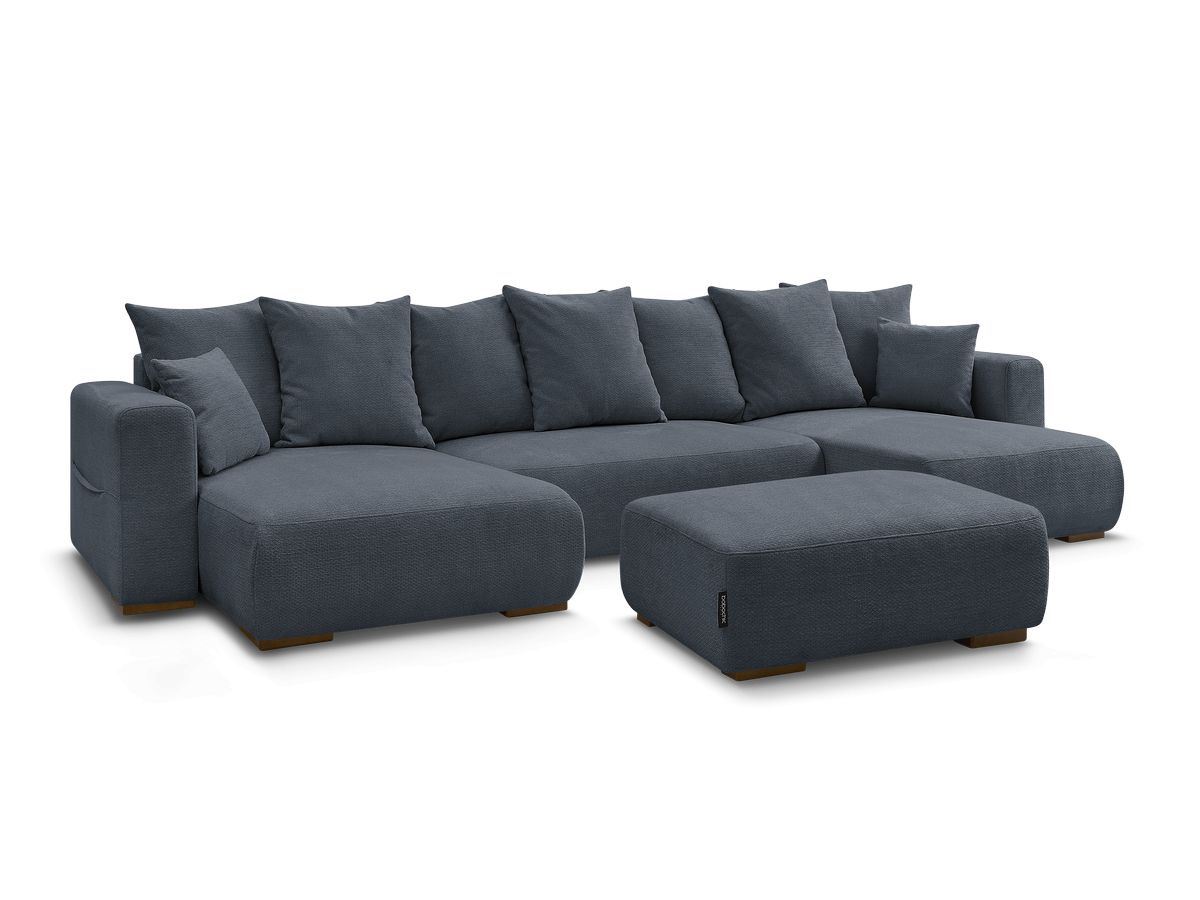 Bobochic Sidonie Wohnlandschaft mit Pouf Melange-Stoff Dunkelblau
