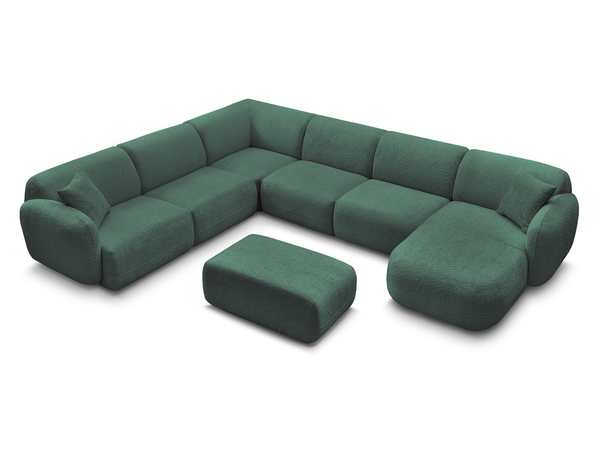 Bobochic Anda Wohnlandschaft mit Pouf 373 × 289 cm Chenille Dunkelgrün Ecke links