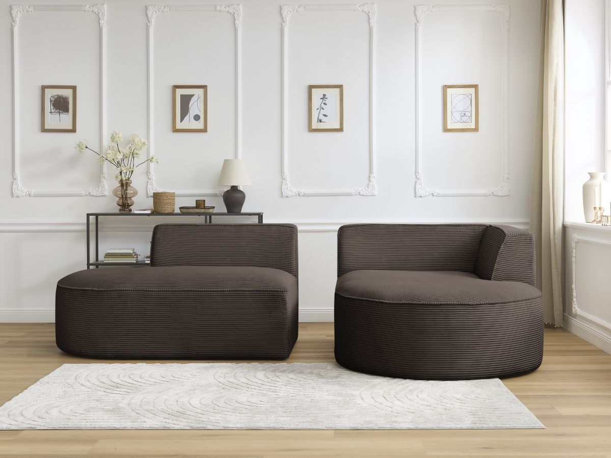 Bobochic Rousseau Ecksofa Cordsamt Braun Ecke rechts