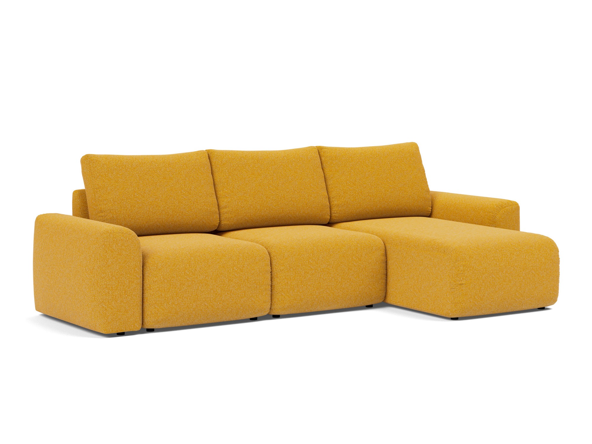 Schlafsofa Norum mit Chaiselongue und Chunky-Armlehnen Boucle Skandi 536-Ochre