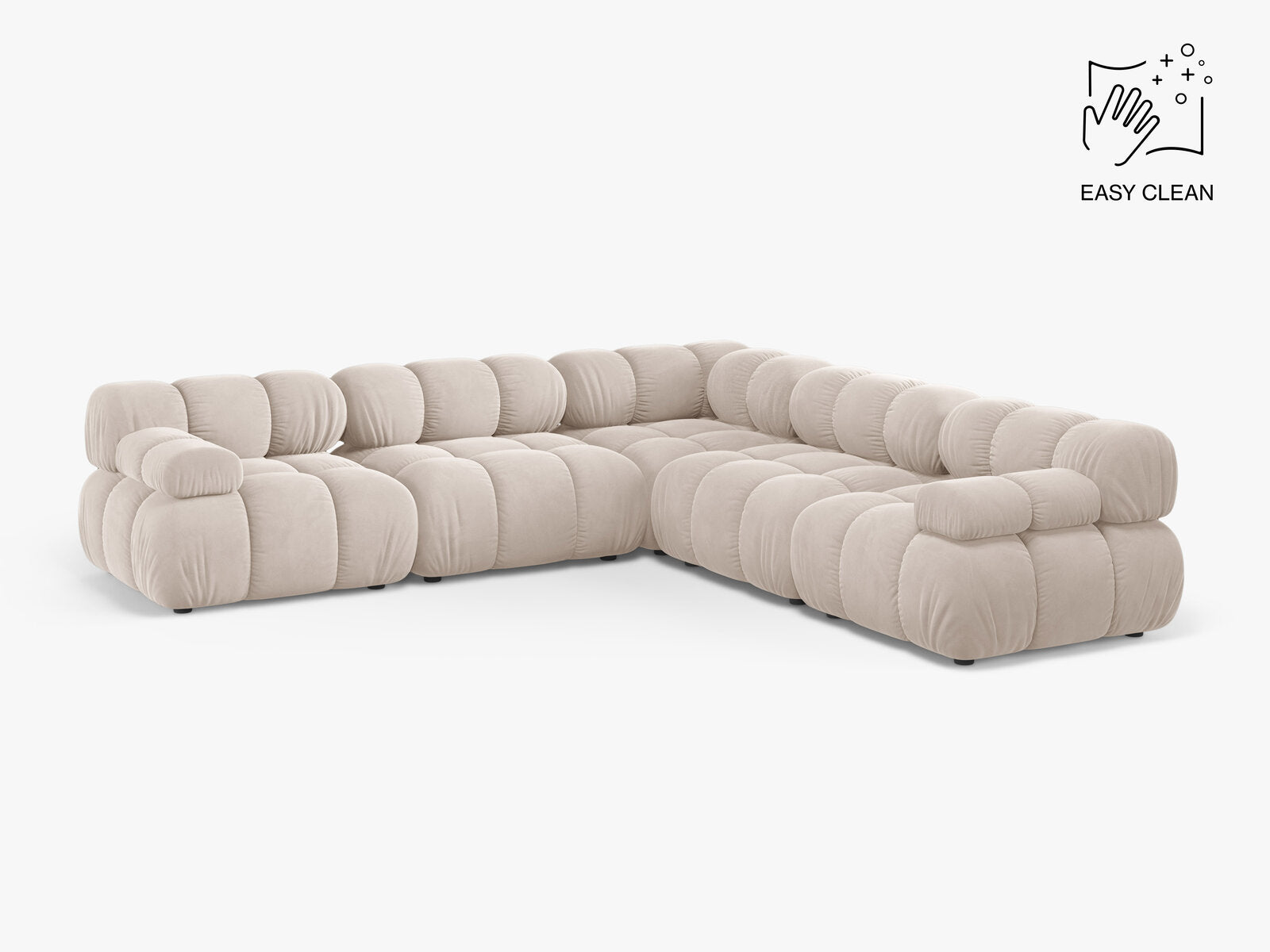 Micadoni Symmetrisches Ecksofa Bellis 5-Sitzer Samt Venus Helles Beige