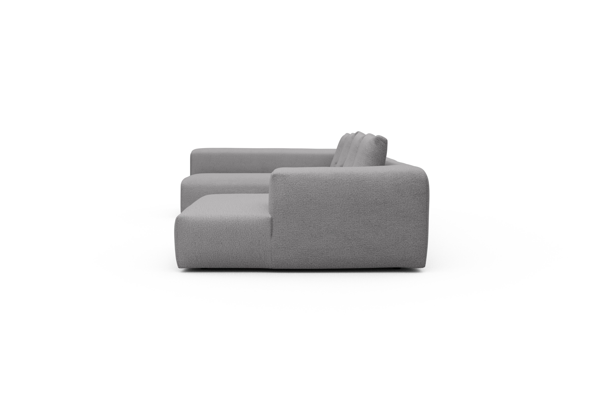 Wohnlandschaft Fred Chaiselongue rechts mit 2-Sitzer und lange Armlehne links Sama-Grey