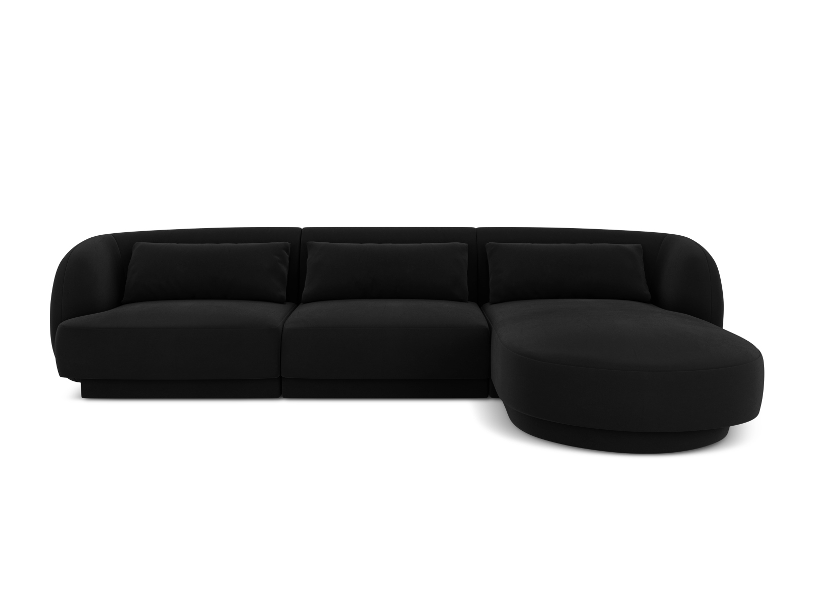 Cosmopolitan Design Ecksofa Tulum 4-Sitzer Samt Bluvel Schwarz Rechts