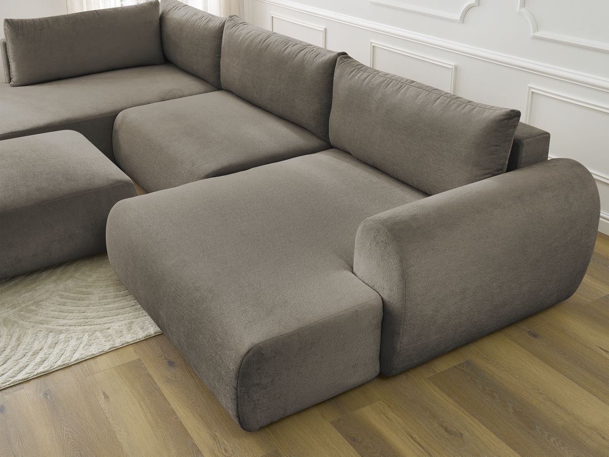 Bobochic Lucien Wohnlandschaft mit Pouf Stoff Taupe Ecke rechts