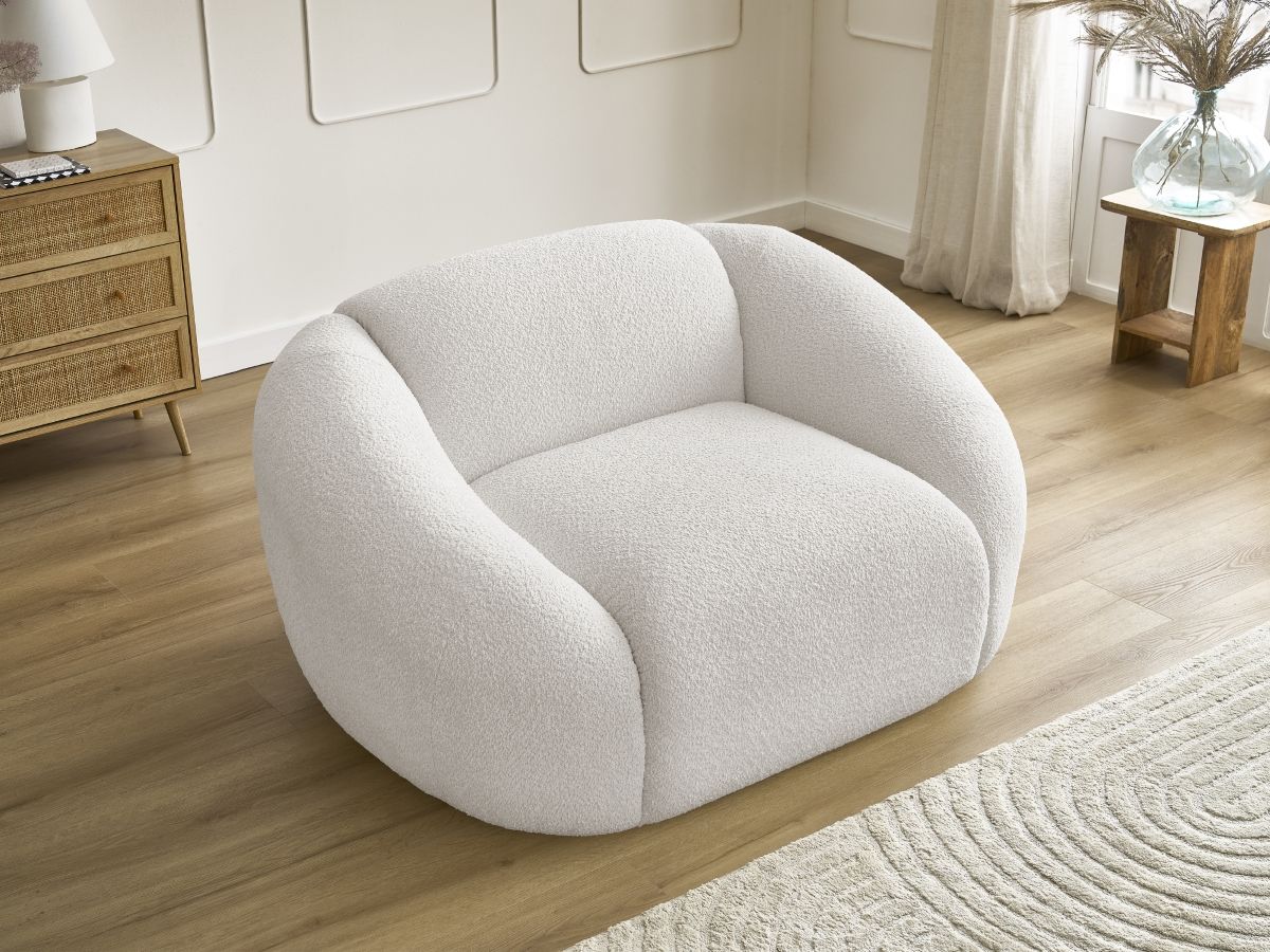 Bobochic Tina Sessel Bouclé-Stoff Weiß