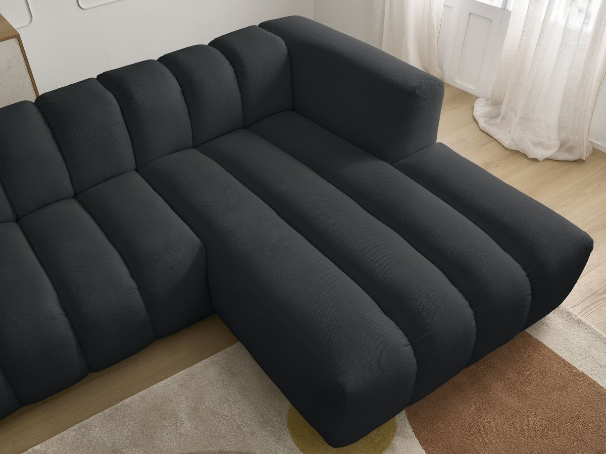 Bobochic Talia Ecksofa Melange-Stoff Schwarz Ecke rechts