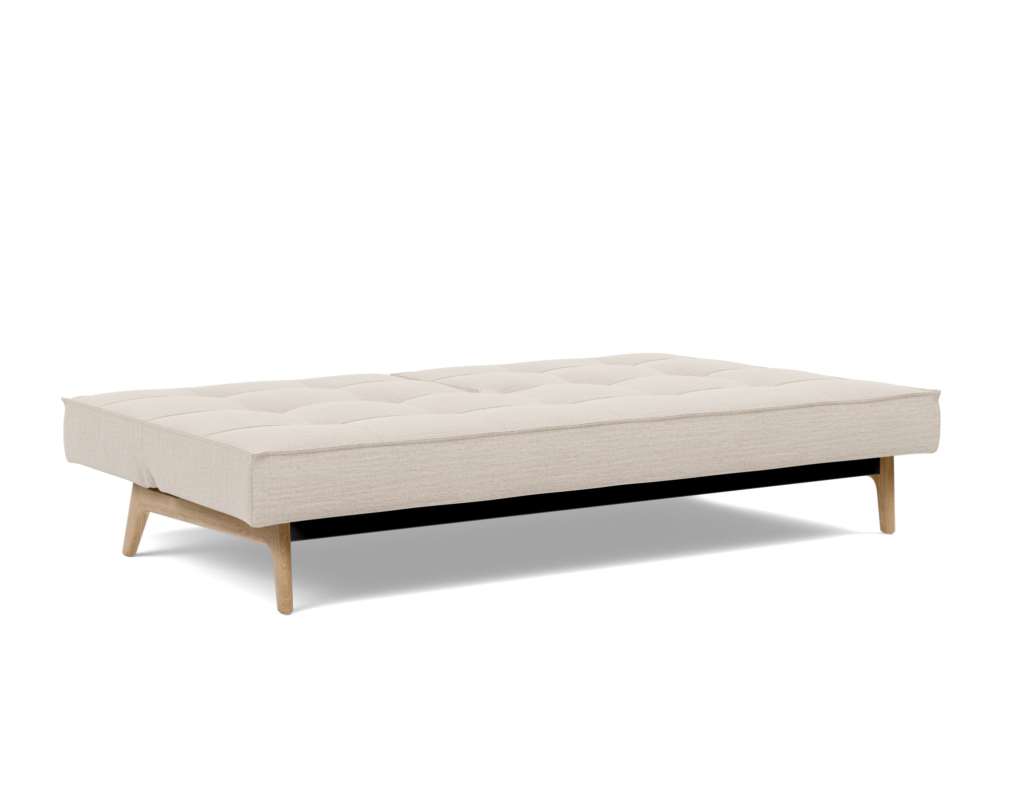 Schlafsofa Splitback Webstoff Blida 612-Sand-Grey Beine Eiche