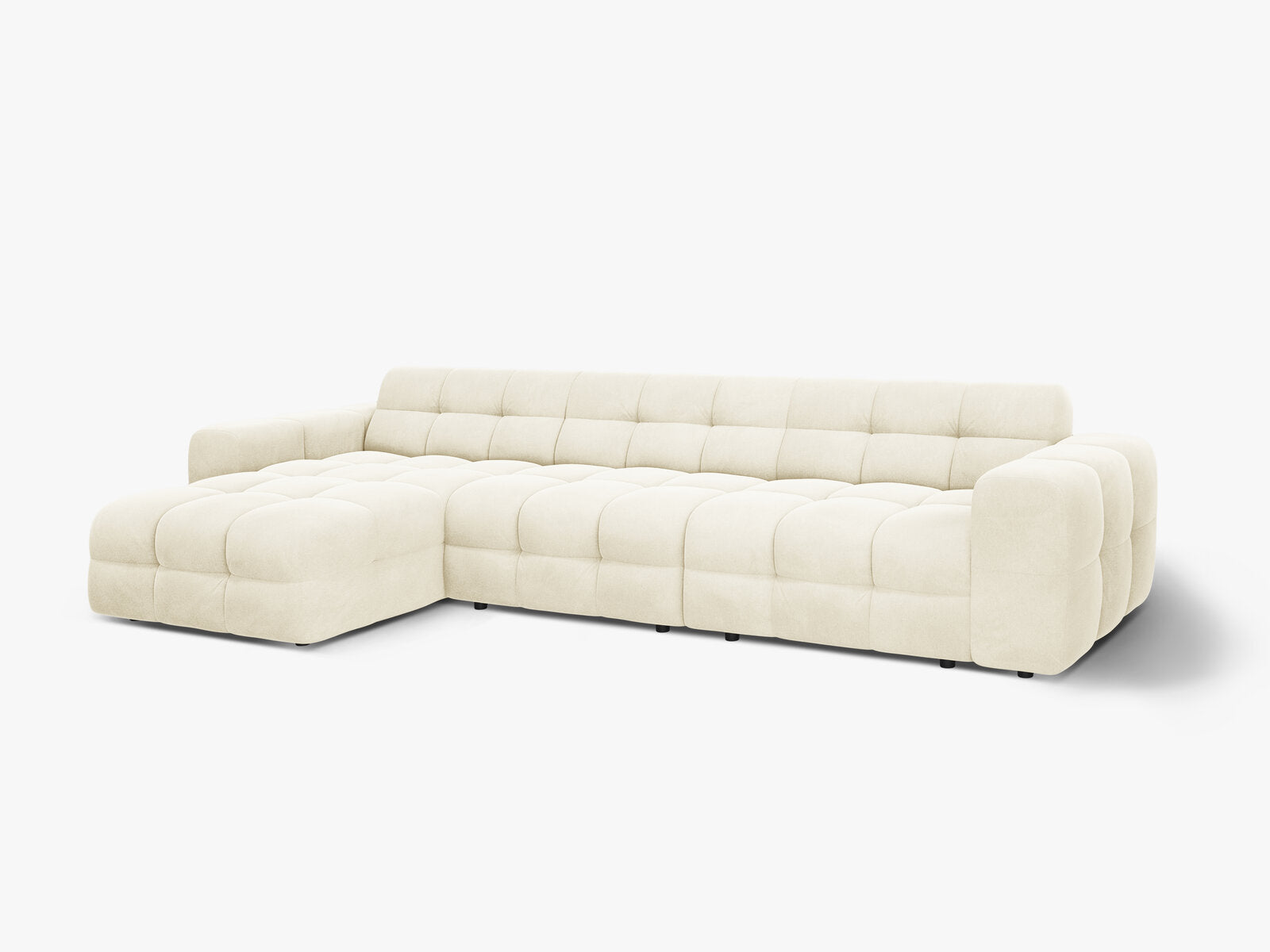 Micadoni Ecksofa Kendal 5-Sitzer Links Samt Elfenbein