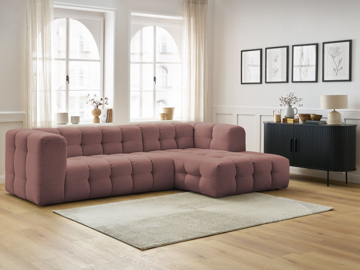 Bobochic Cloud Ecksofa 288 × 184 cm Stoff Rosa Ecke rechts