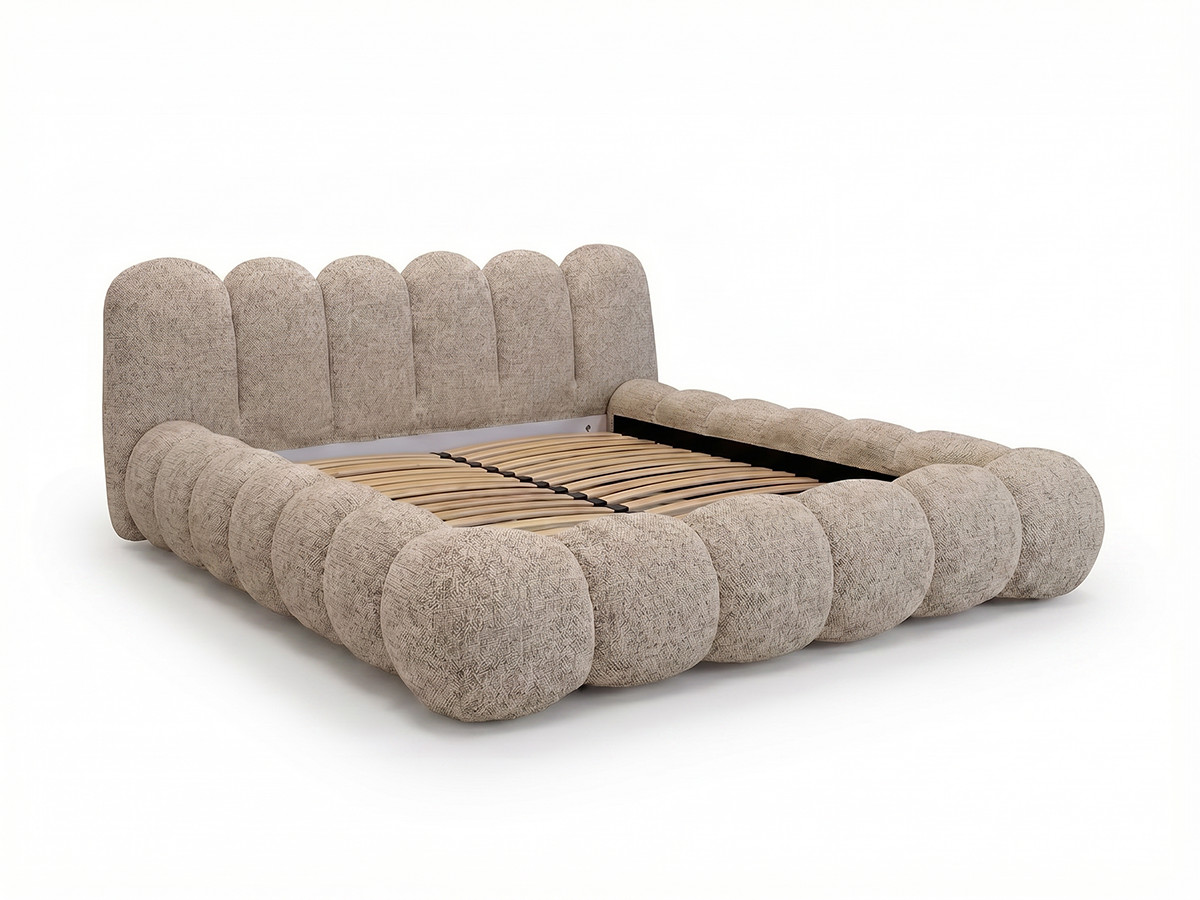 Bobochic Bobby Polsterbett Melange-Stoff Taupe, Liegefläche 140 × 190 cm