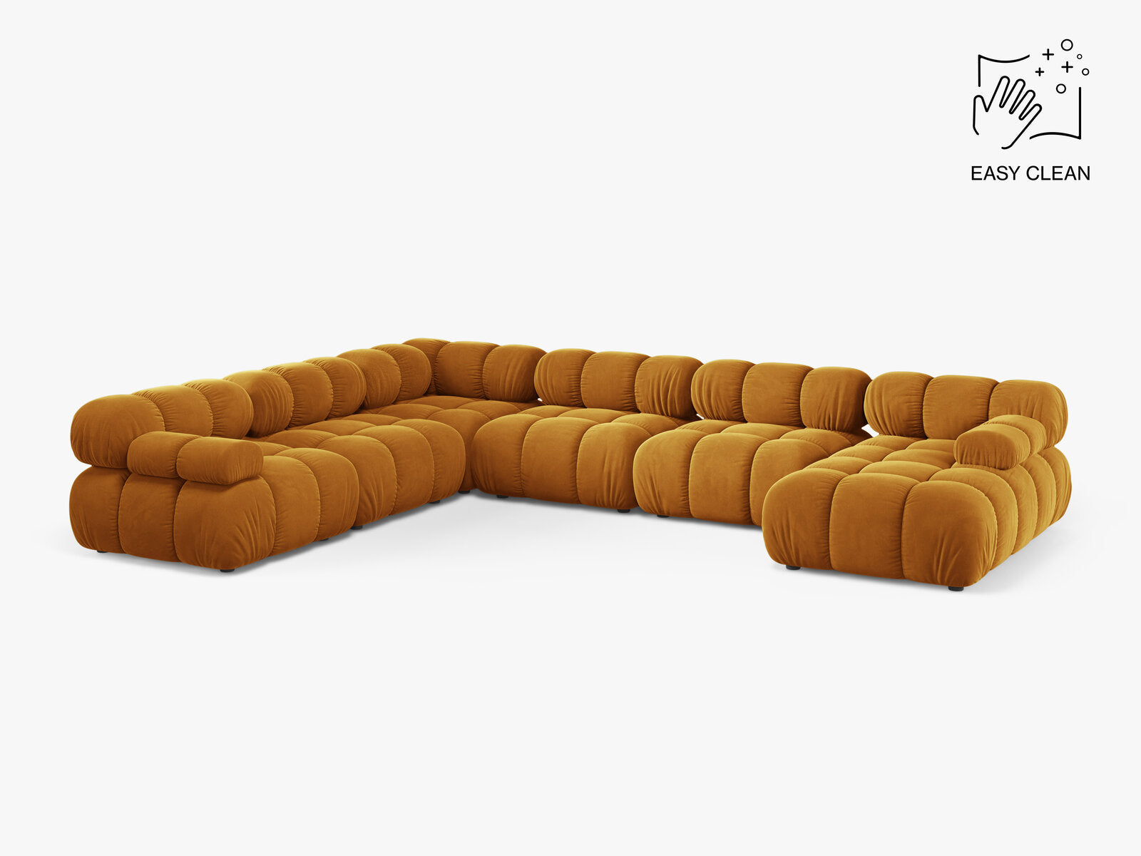 Micadoni Modulares Panorama Ecksofa Bellis 8-Sitzer Samt Venus Gelb Links