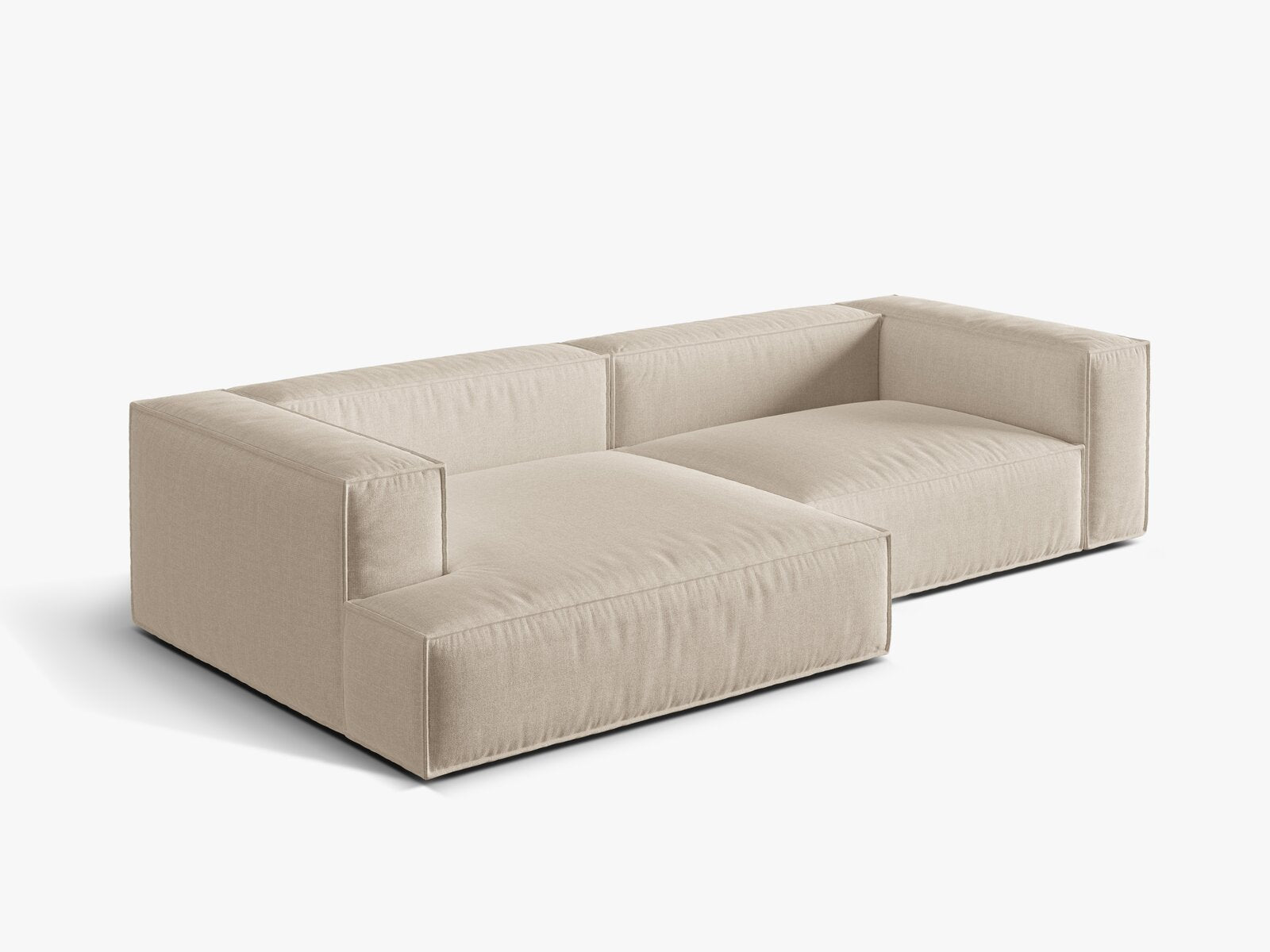 Micadoni Ecksofa Nuria 4-Sitzer Links Strukturierter Stoff Beige