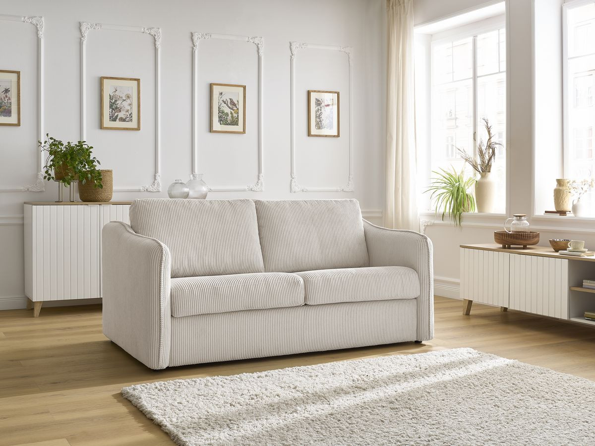 Bobochic Lenny Schlafsofa 3-Sitzer Cordsamt Beige