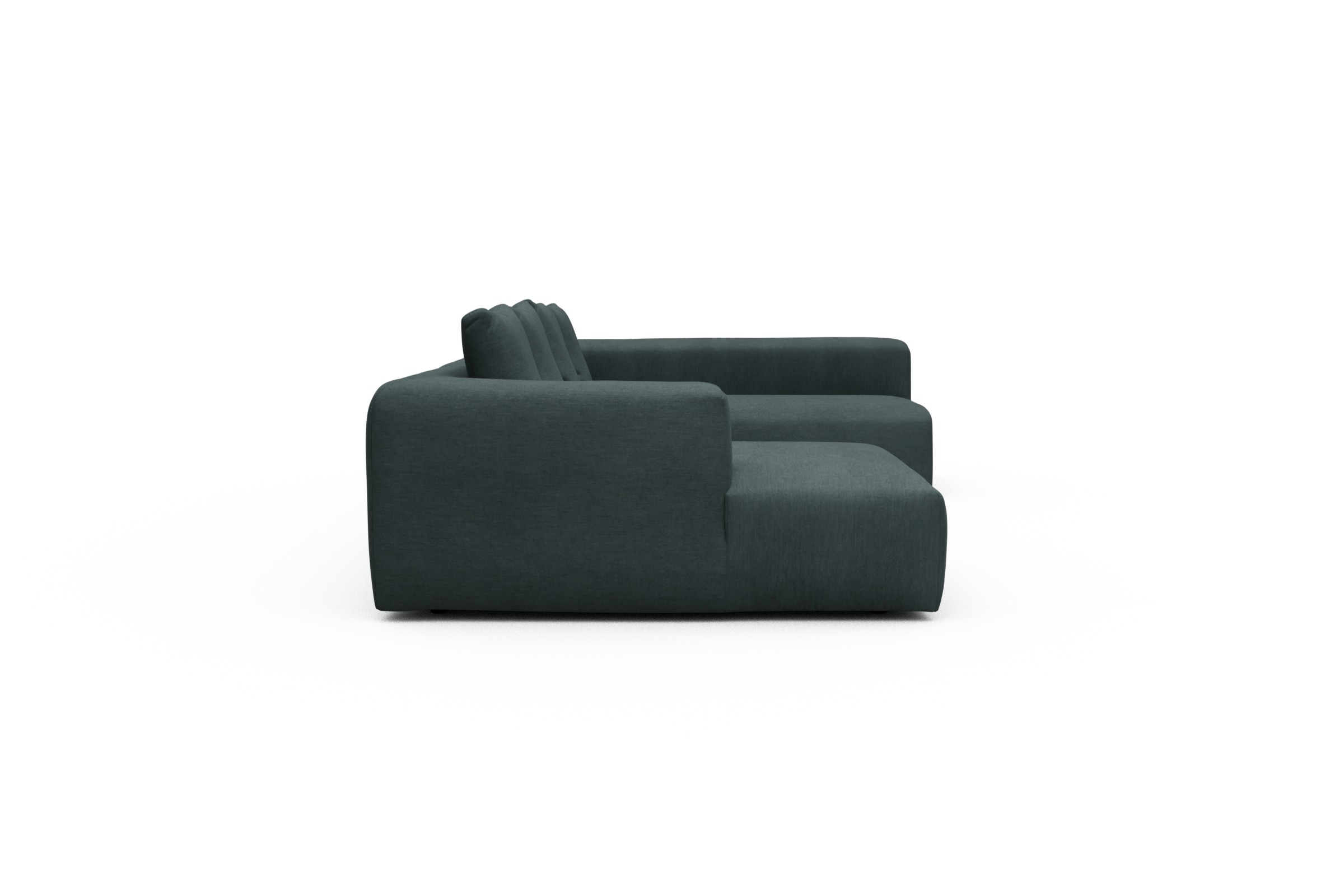Wohnlandschaft Fred Chaiselongue links mit 2-Sitzer und lange Armlehne rechts Vivus-Blue