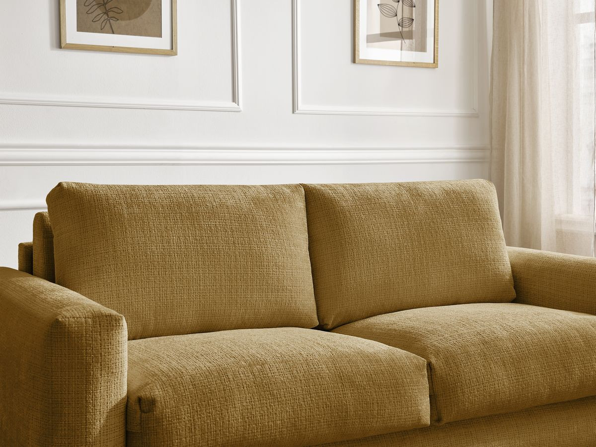 Bobochic Cocoone Schlafsofa 3-Sitzer Strukturstoff Gelb, Liegefläche 140 × 200 cm