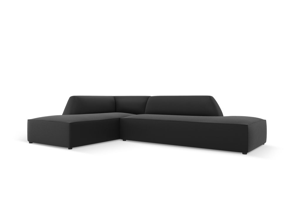 Cosmopolitan Design Ecksofa Siena 4-Sitzer offen Kunstleder Pacifico Schwarz Links
