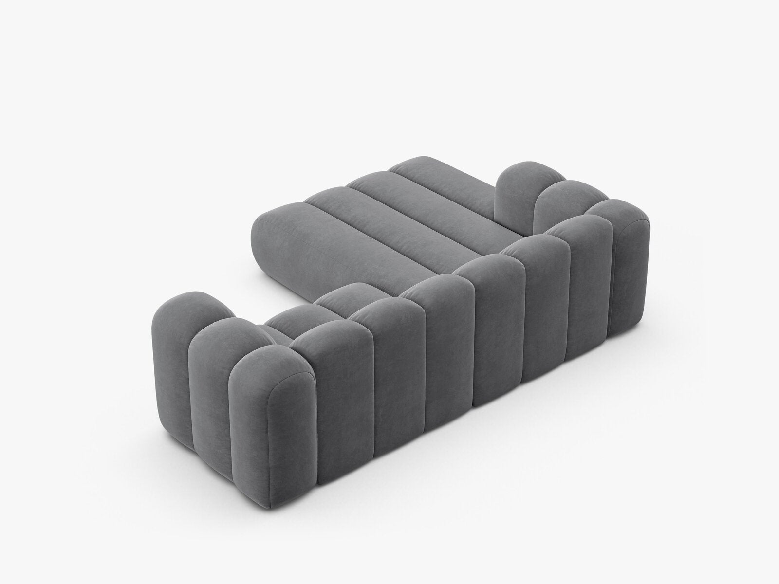 Micadoni Modulares Ecksofa Lupine 3-Sitzer Links Samt Salvador Grau