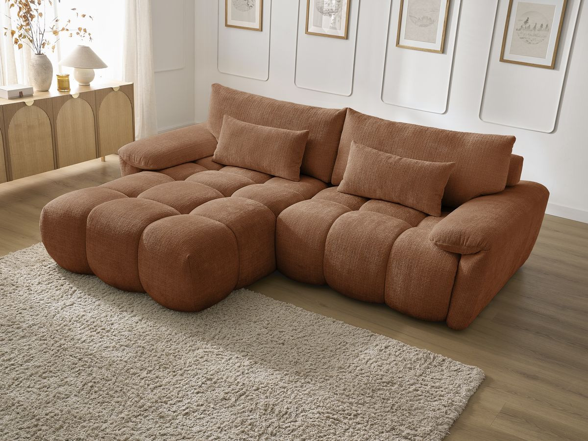 Bobochic Ivane Ecksofa Strukturstoff Orange Ecke links