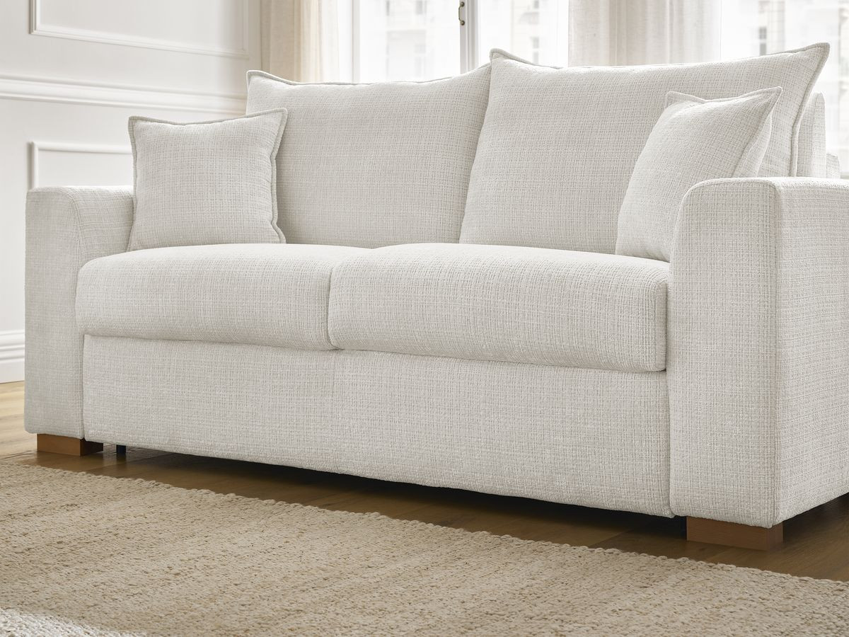 Bobochic Augustin Schlafsofa 3-Sitzer Strukturstoff Weiß, Liegefläche 160 × 200 cm
