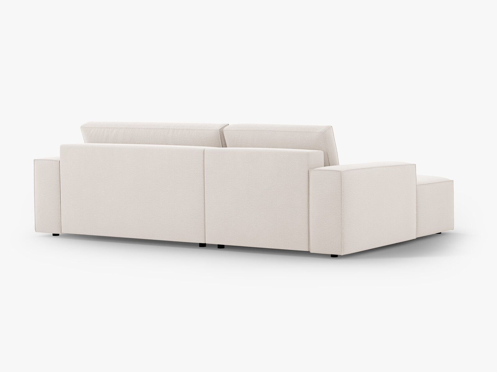 Micadoni Schlaf-Ecksofa Jodie 3-Sitzer Links Strukturierter Stoff Helles Beige