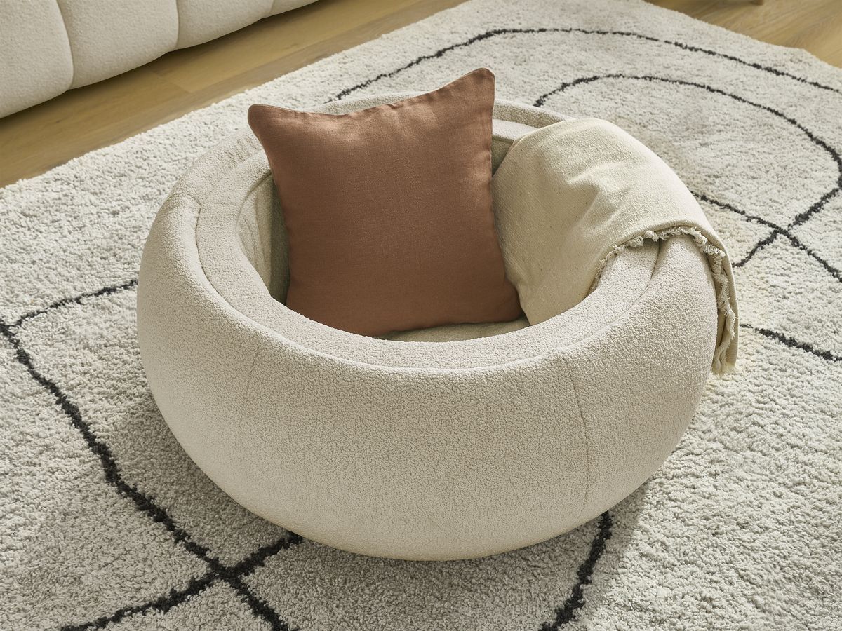 Bobochic Hayden Sofa 3-Sitzer mit Pouf 256 × 107 cm Bouclé-Stoff Beige