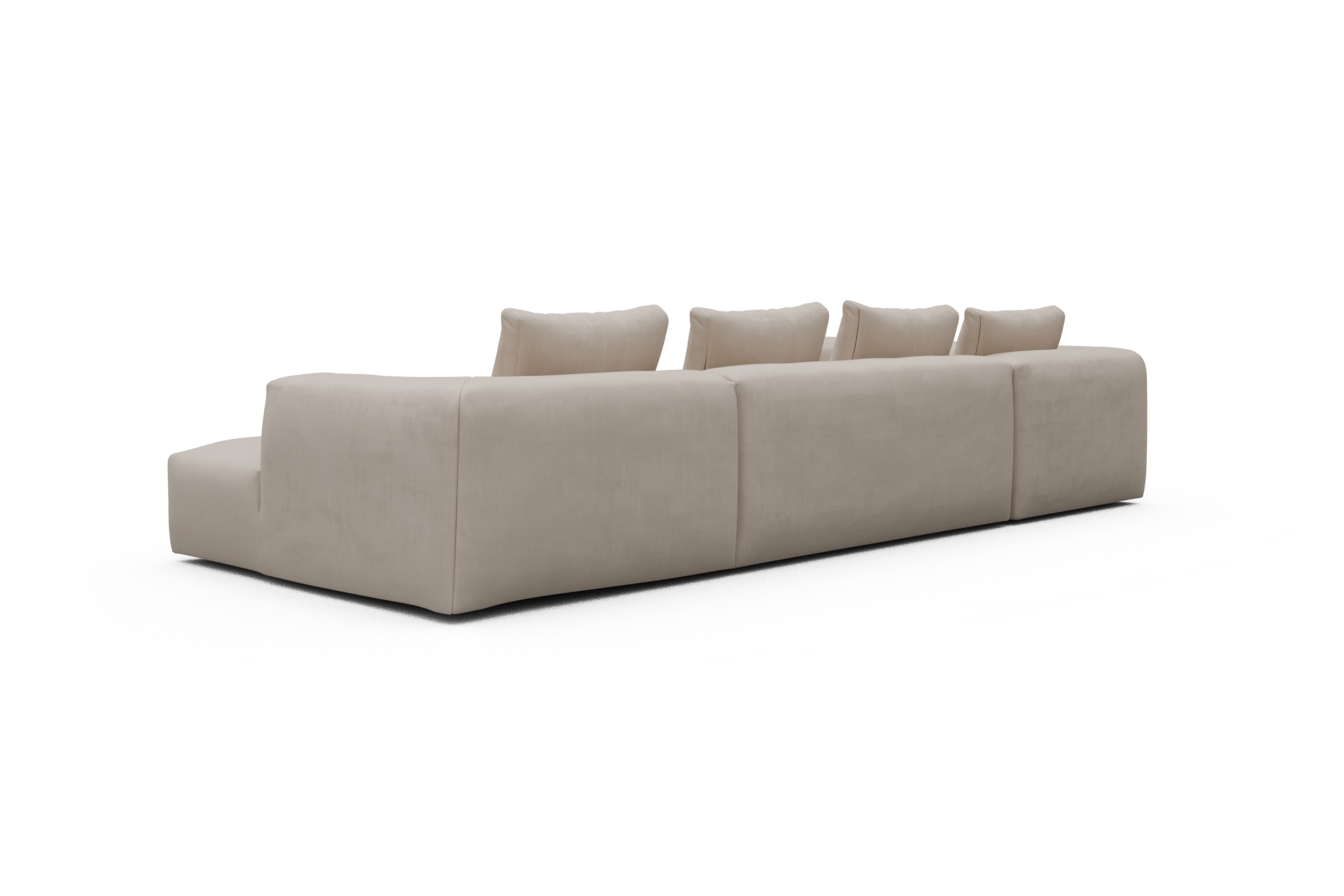 Wohnlandschaft Fred Chaiselongue rechts mit 2-Sitzer und lange Armlehne links Cordufine-Off-White