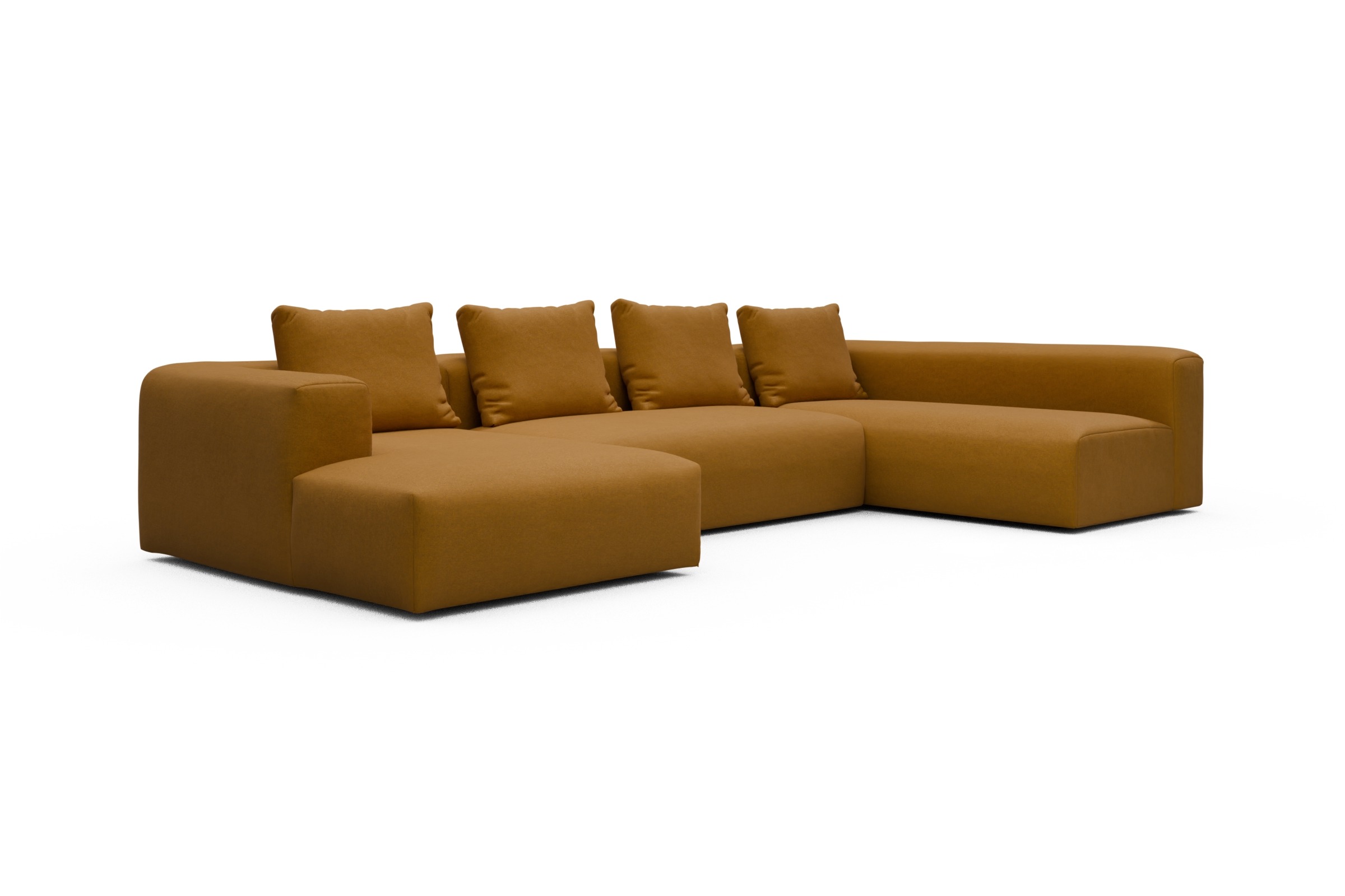 Wohnlandschaft Fred Chaiselongue links mit 2-Sitzer und lange Armlehne rechts Satya-Ocre