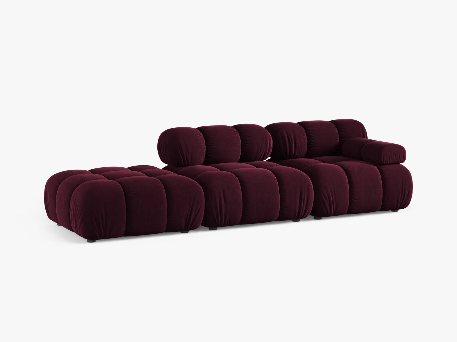 Micadoni Modulares Sofa Bellis 4-Sitzer Links Samt Venus Burgunder
